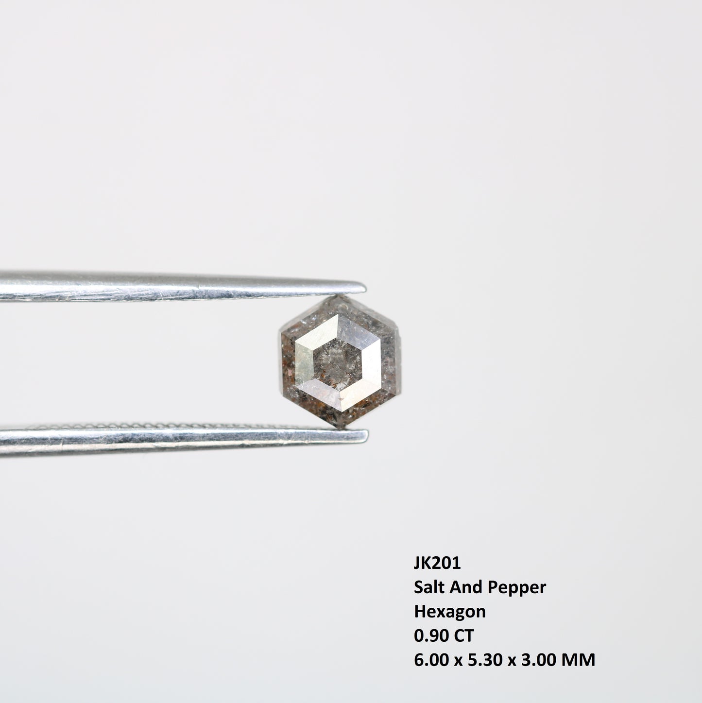0.90 CT Salt And Pepper Elongated Hexagon Shape Natural Diamond For Engagement Ring - JayKrishna Diamond
