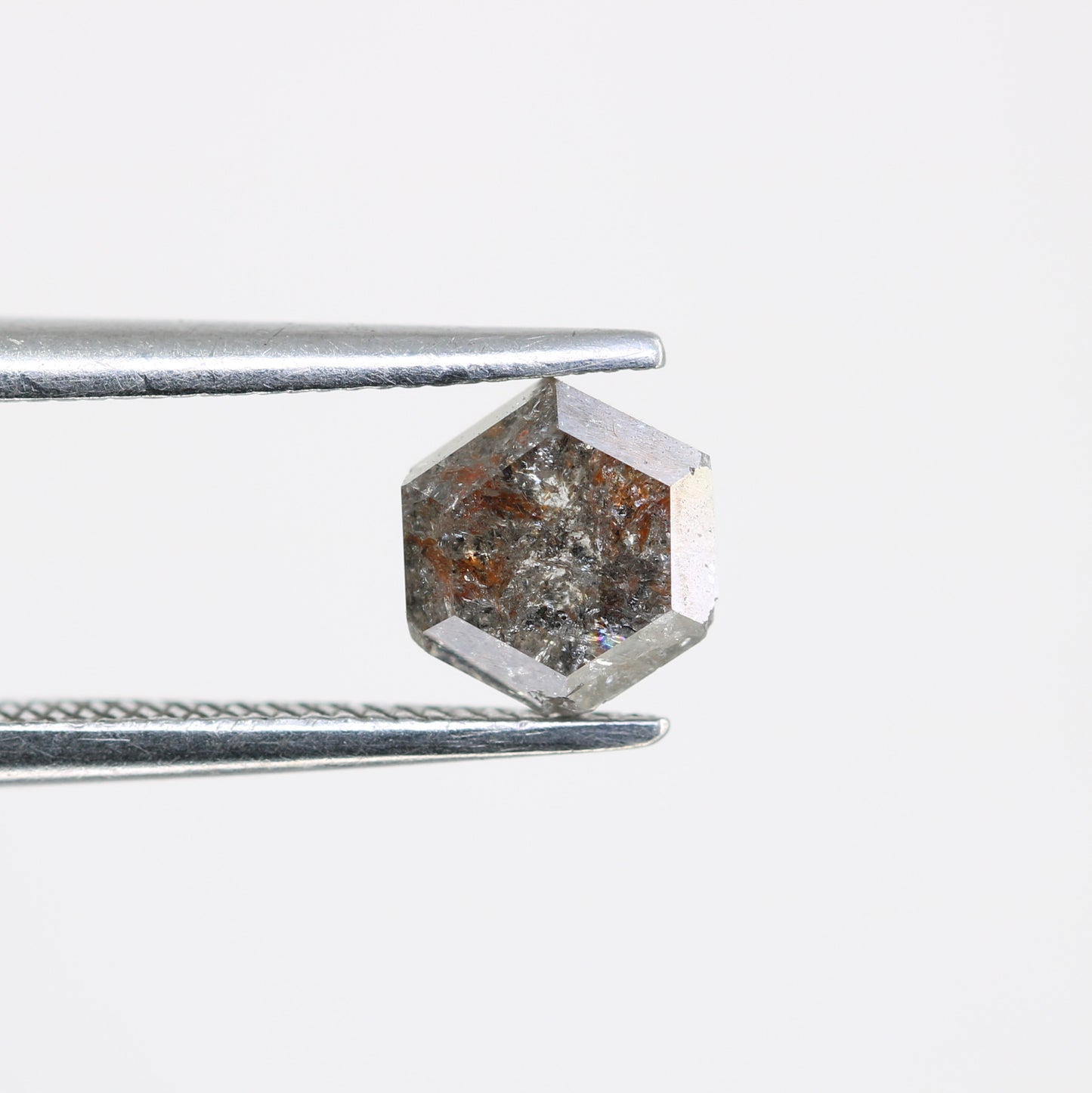 0.90 CT Salt And Pepper Elongated Hexagon Shape Natural Diamond For Engagement Ring - JayKrishna Diamond