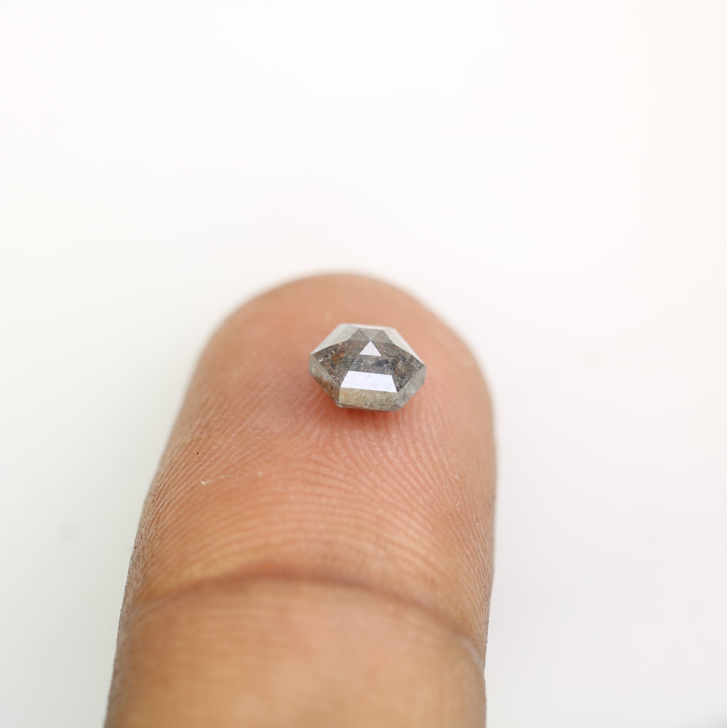 0.90 CT Salt And Pepper Elongated Hexagon Shape Natural Diamond For Engagement Ring - JayKrishna Diamond