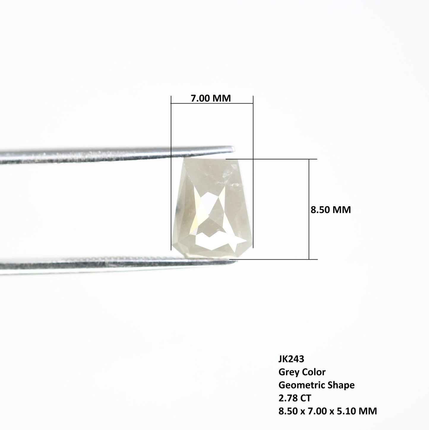 2.78 CT Geometric Shape Grey 8.50 MM Natural Diamond For Engagement Ring - JayKrishna Diamond