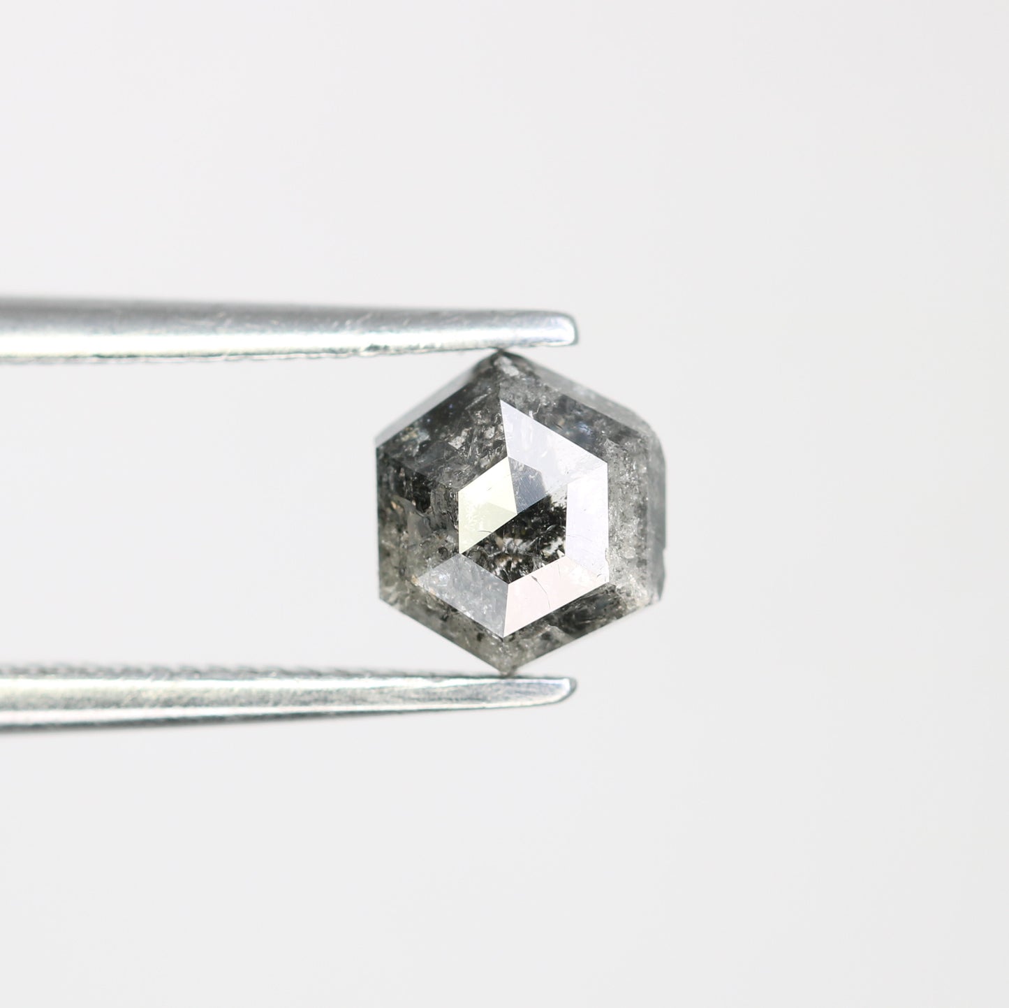 0.91 CT Elongated Hexagon Cut Salt And Pepper Diamond For Engagement Ring - JayKrishna Diamond