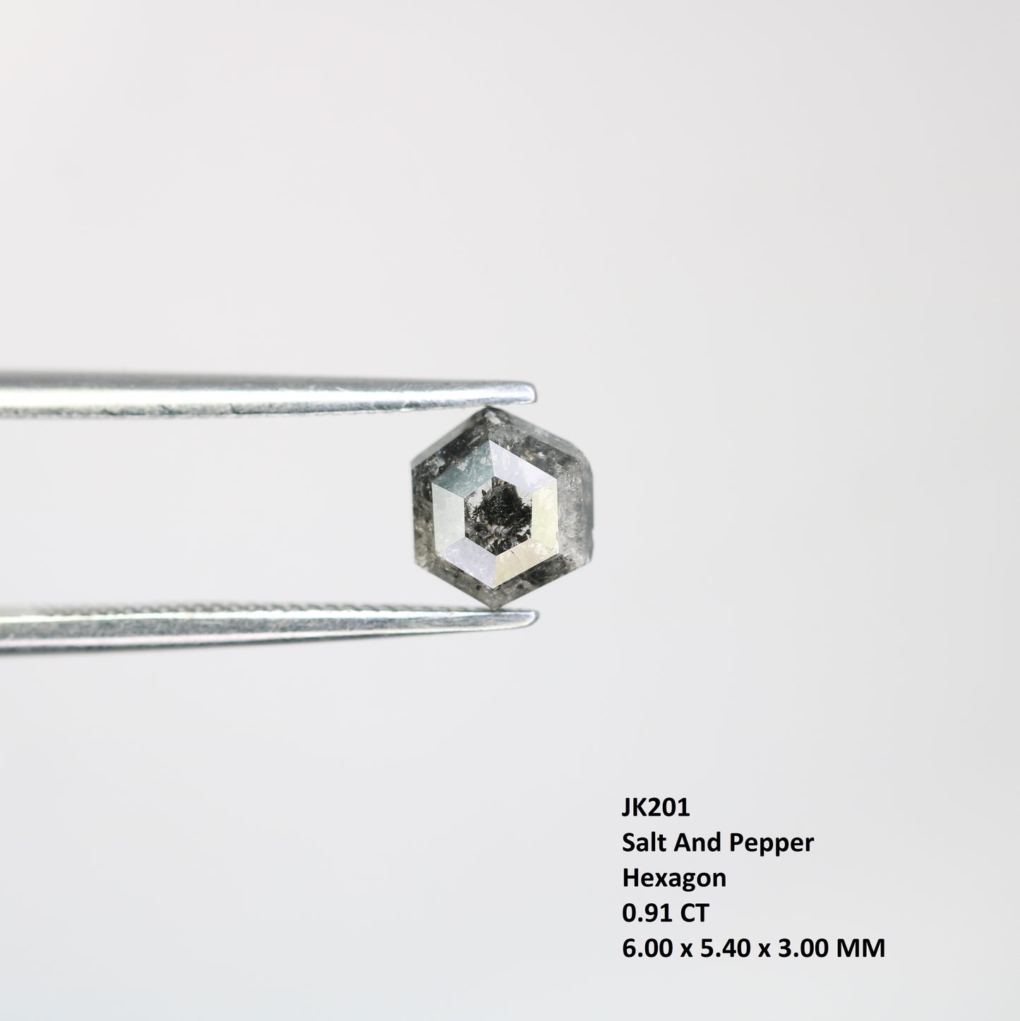 0.91 CT Elongated Hexagon Cut Salt And Pepper Diamond For Engagement Ring - JayKrishna Diamond