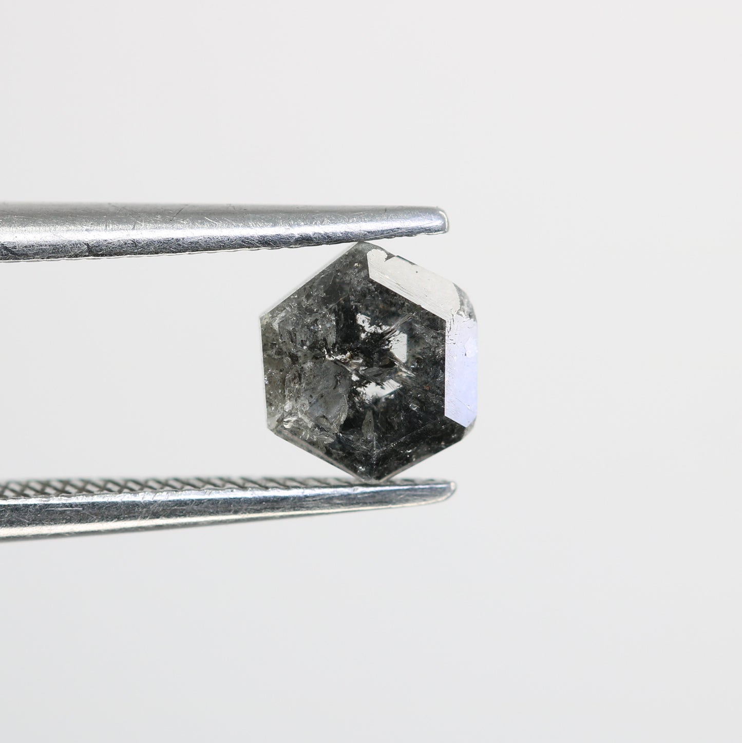 0.91 CT Elongated Hexagon Cut Salt And Pepper Diamond For Engagement Ring - JayKrishna Diamond