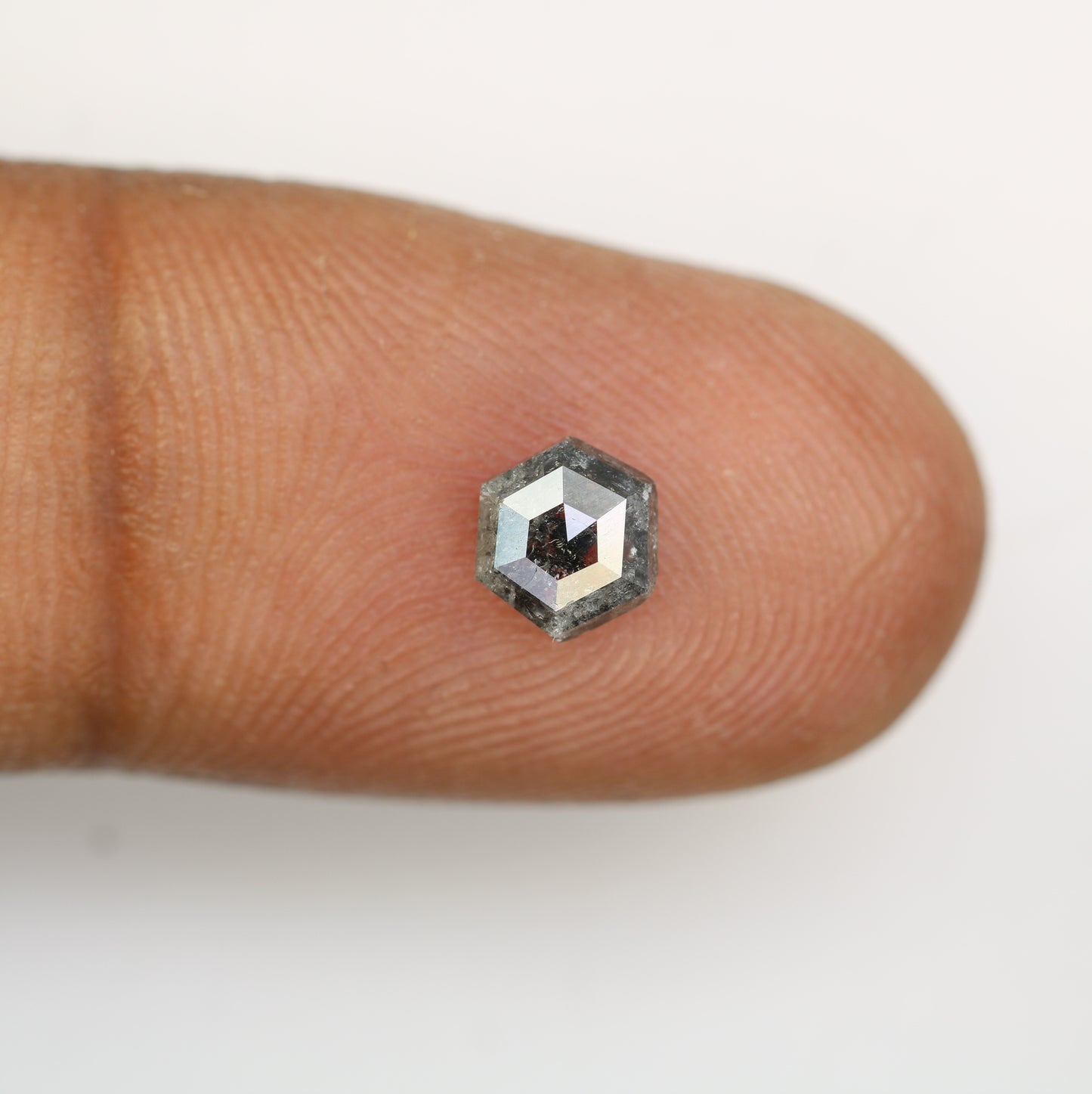 0.91 CT Elongated Hexagon Cut Salt And Pepper Diamond For Engagement Ring - JayKrishna Diamond