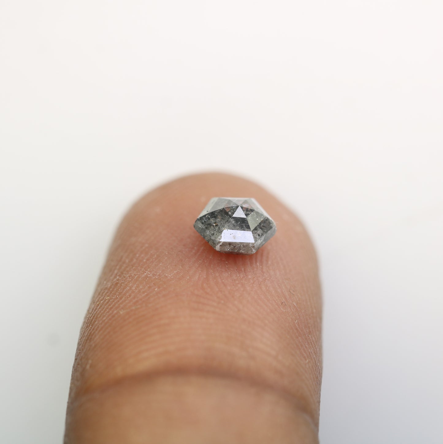 0.91 CT Elongated Hexagon Cut Salt And Pepper Diamond For Engagement Ring - JayKrishna Diamond