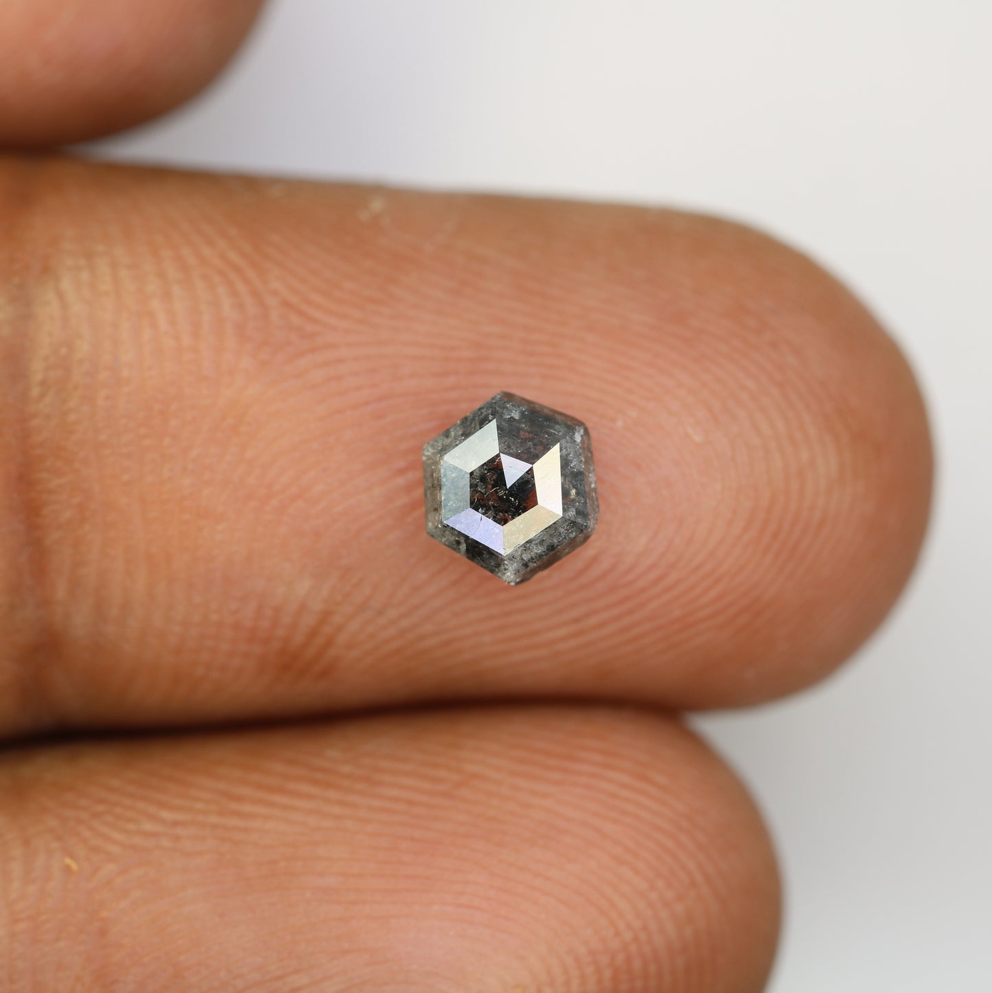0.91 CT Elongated Hexagon Cut Salt And Pepper Diamond For Engagement Ring - JayKrishna Diamond