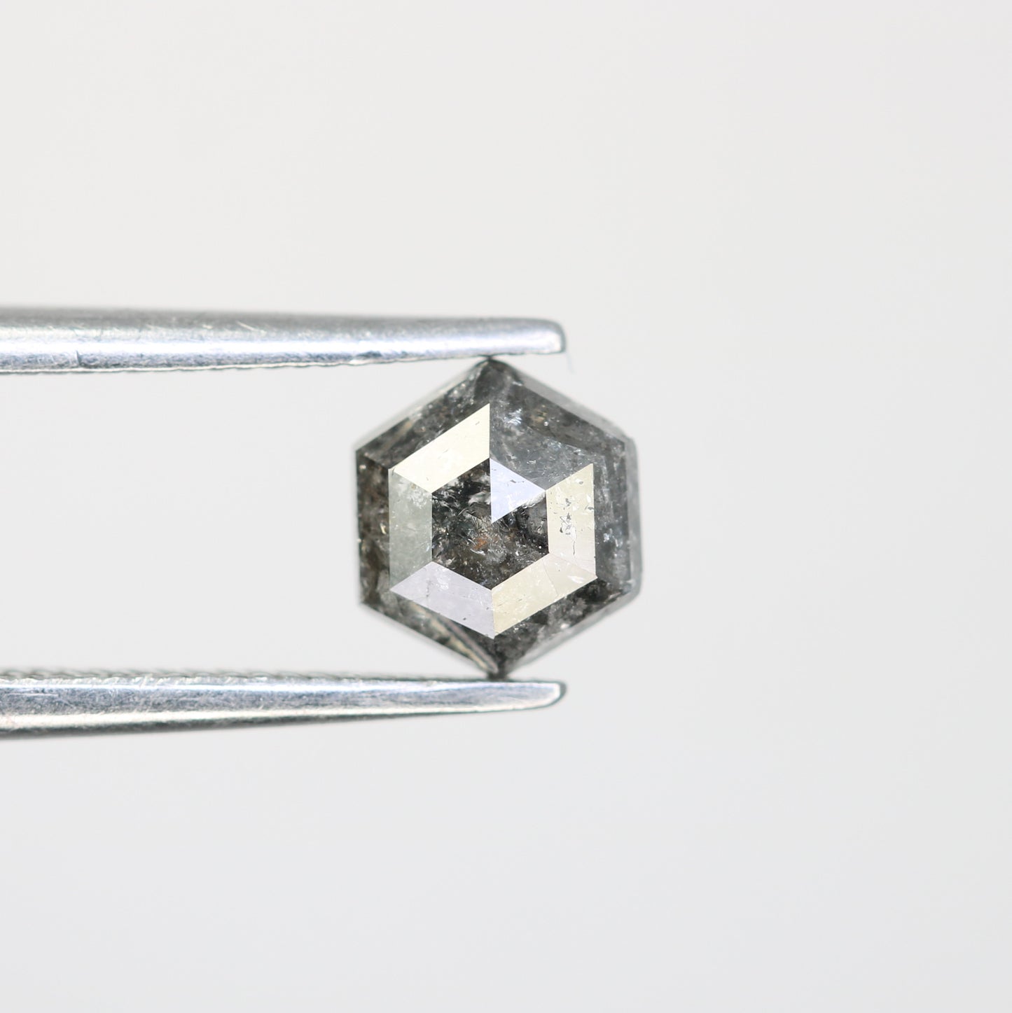 0.87 CT Salt And Pepper Hexagon Cut Natural Diamond For Engagement Ring - JayKrishna Diamond