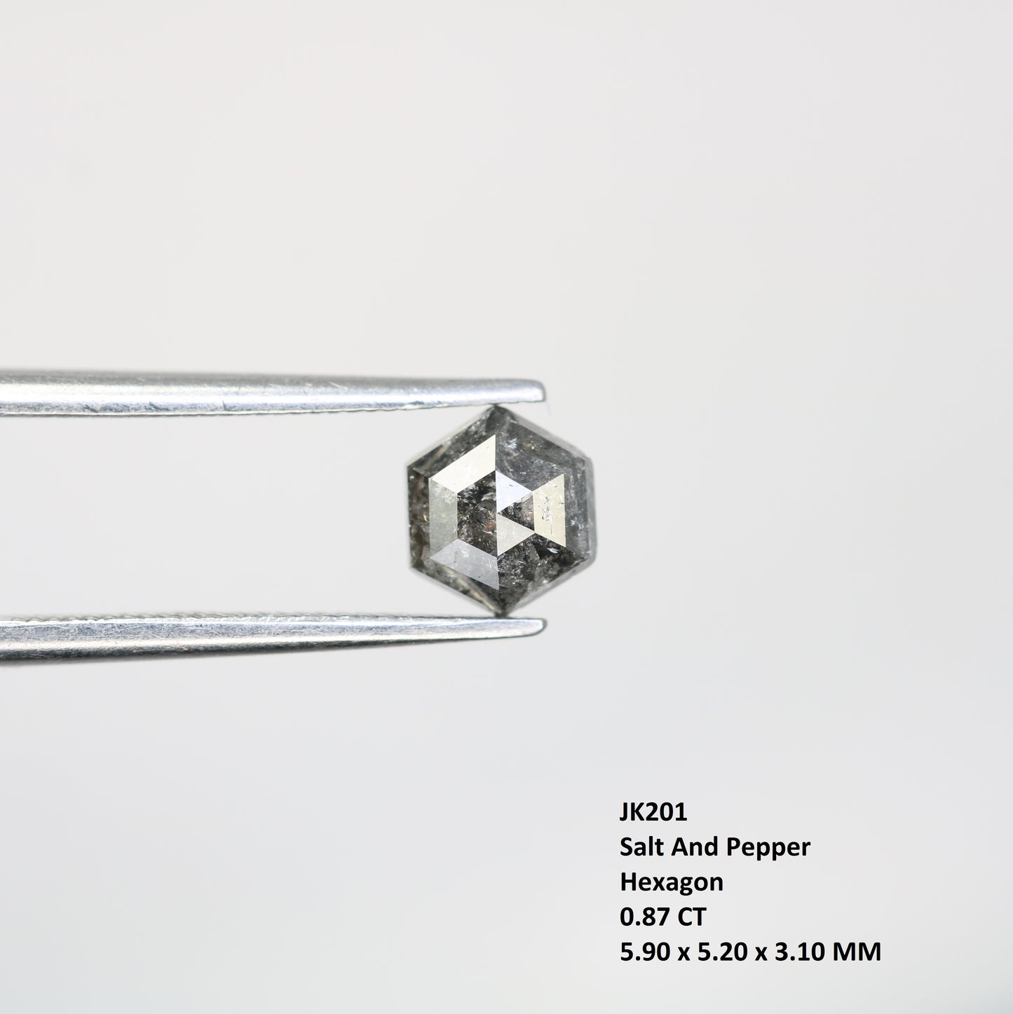 0.87 CT Salt And Pepper Hexagon Cut Natural Diamond For Engagement Ring - JayKrishna Diamond