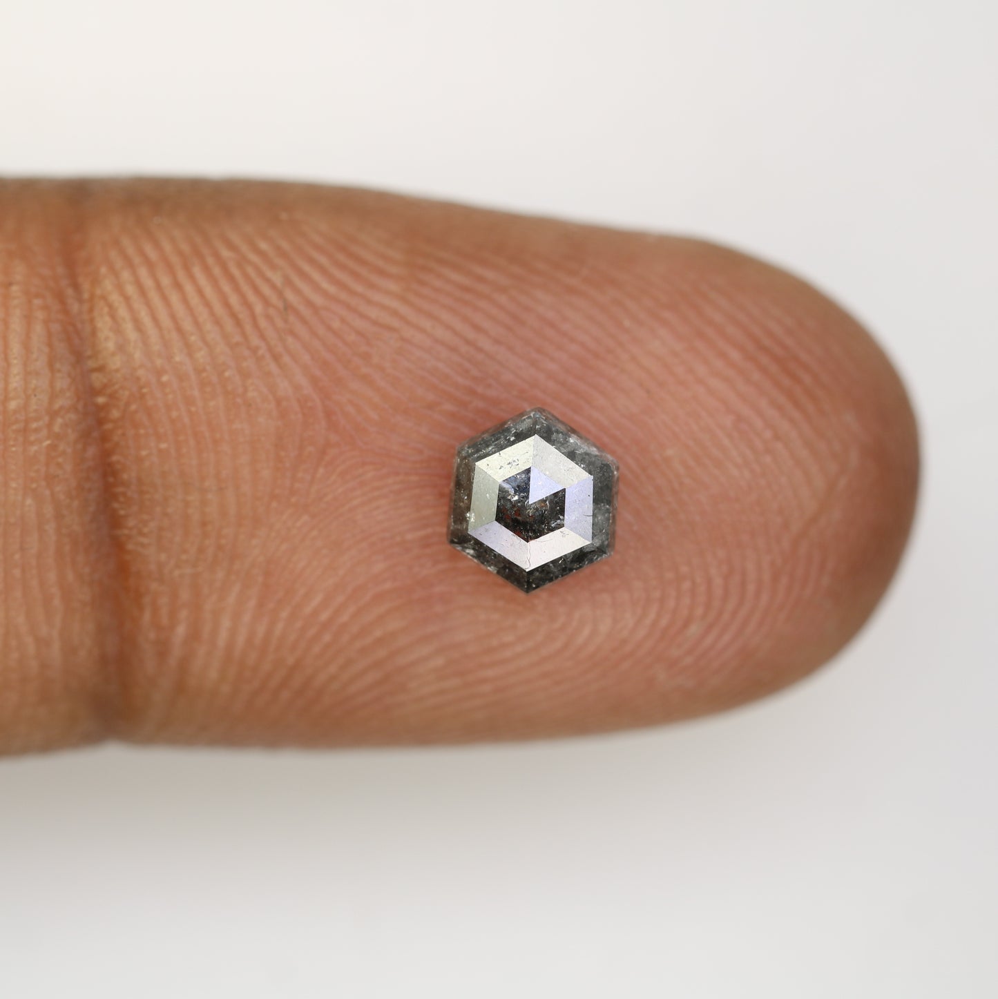 0.87 CT Salt And Pepper Hexagon Cut Natural Diamond For Engagement Ring - JayKrishna Diamond