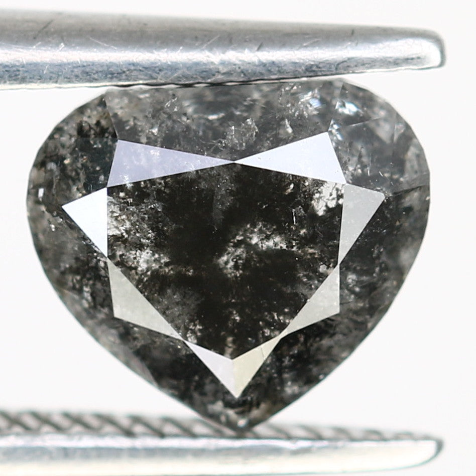 1.15 Carat 6.0 MM Heart Shape Salt And Pepper Diamond For Engagement Ring - JayKrishna Diamond