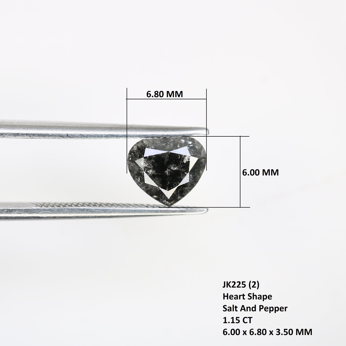 1.15 Carat 6.0 MM Heart Shape Salt And Pepper Diamond For Engagement Ring - JayKrishna Diamond