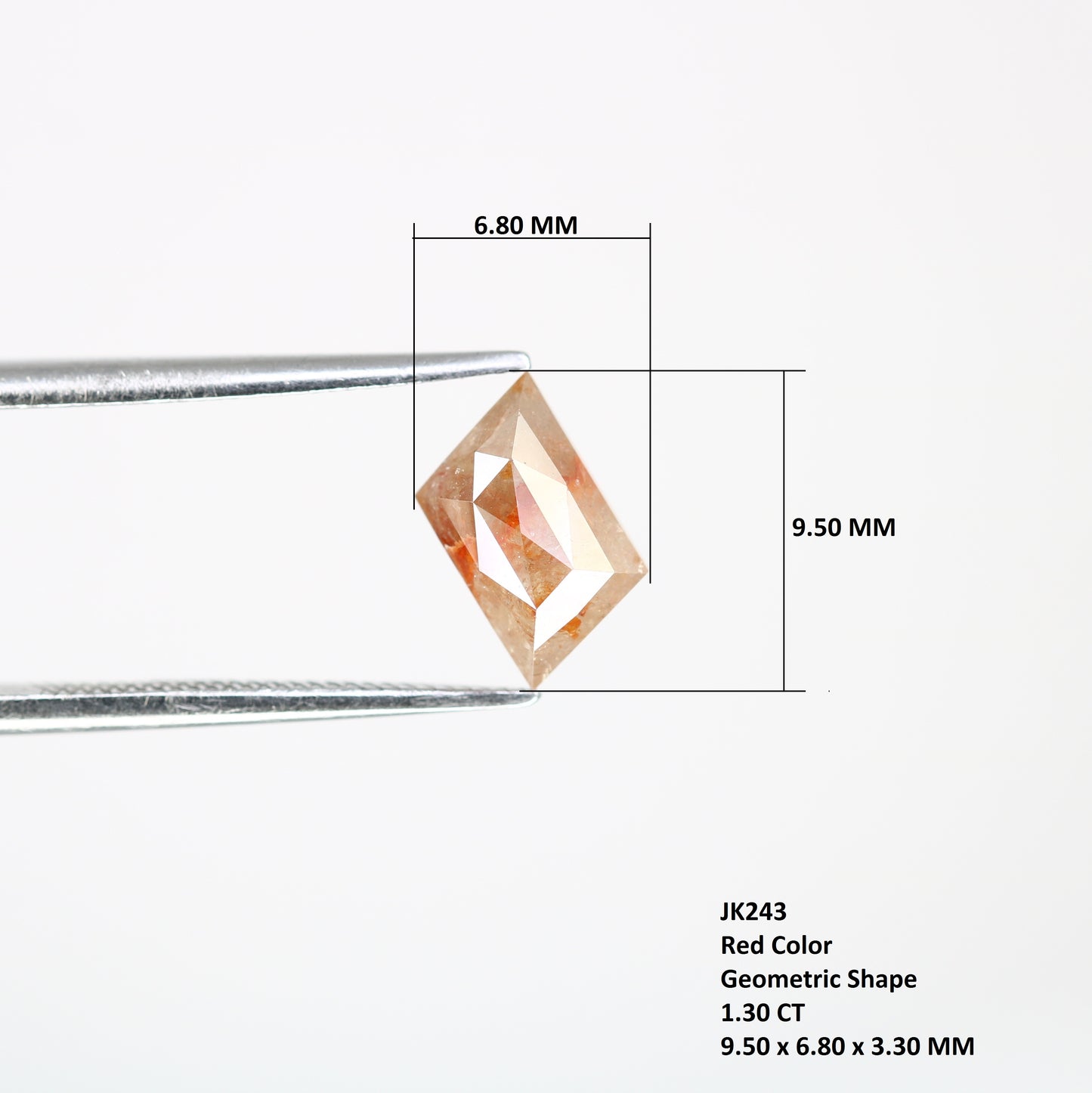 1.30 CT 9.50 MM Geometric Shape Unique Red Fancy Diamond For Designer Ring - JayKrishna Diamond