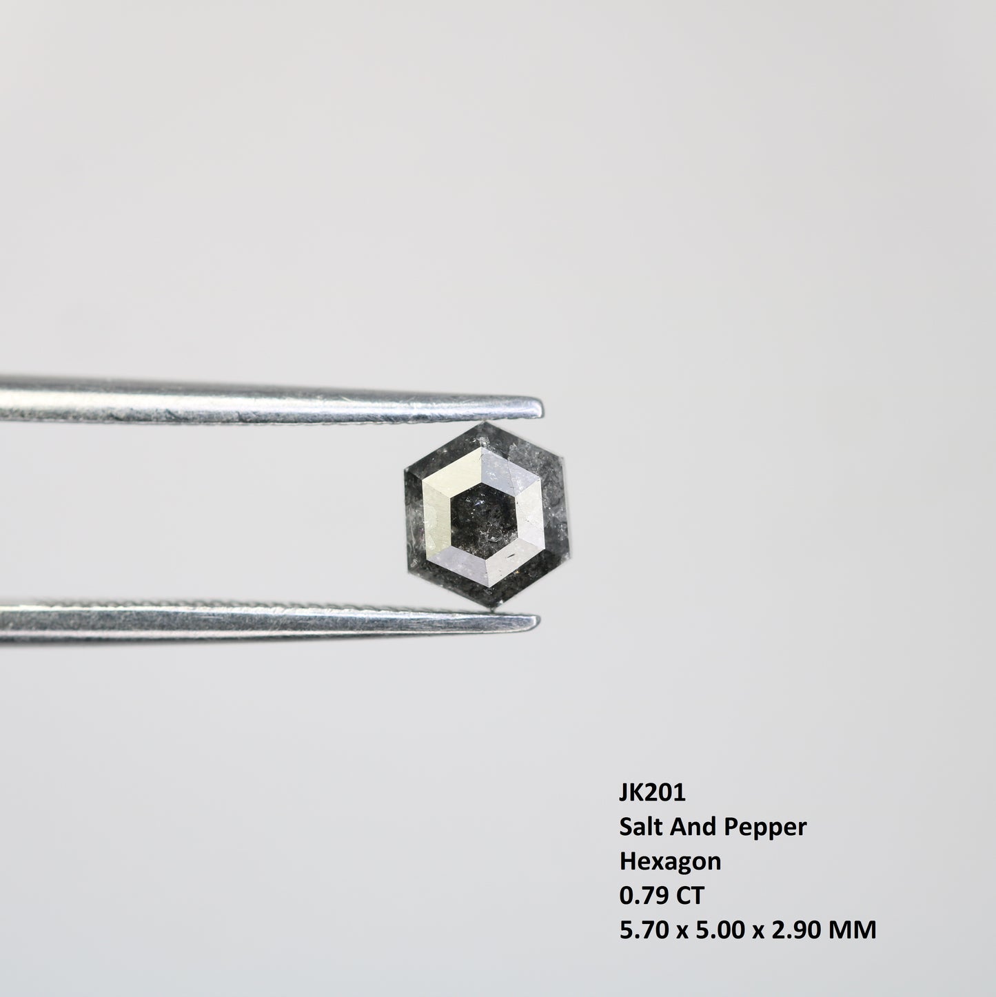 0.79 CT Hexagon Cut Salt And Pepper Natural Diamond For Engagement Ring - JayKrishna Diamond