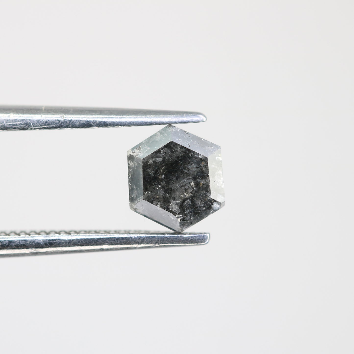 0.79 CT Hexagon Cut Salt And Pepper Natural Diamond For Engagement Ring - JayKrishna Diamond