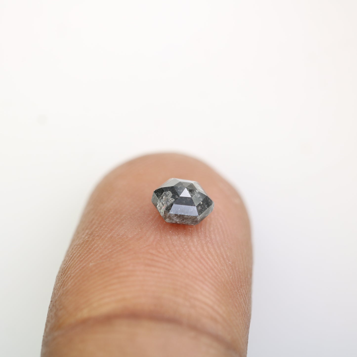 0.79 CT Hexagon Cut Salt And Pepper Natural Diamond For Engagement Ring - JayKrishna Diamond