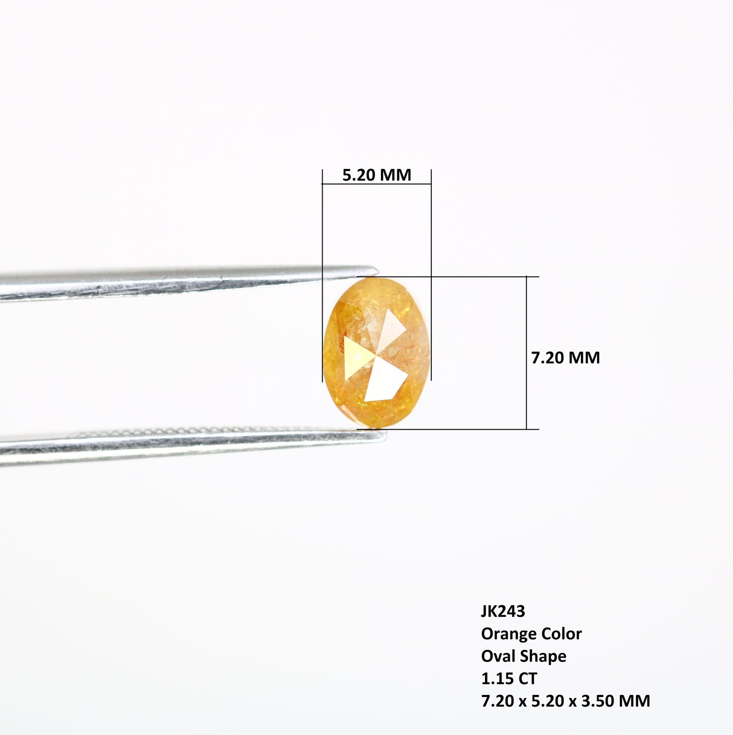 1.15 CT Oval Shape Natural Orange 7.20 MM Loose Diamond For Wedding Ring - JayKrishna Diamond