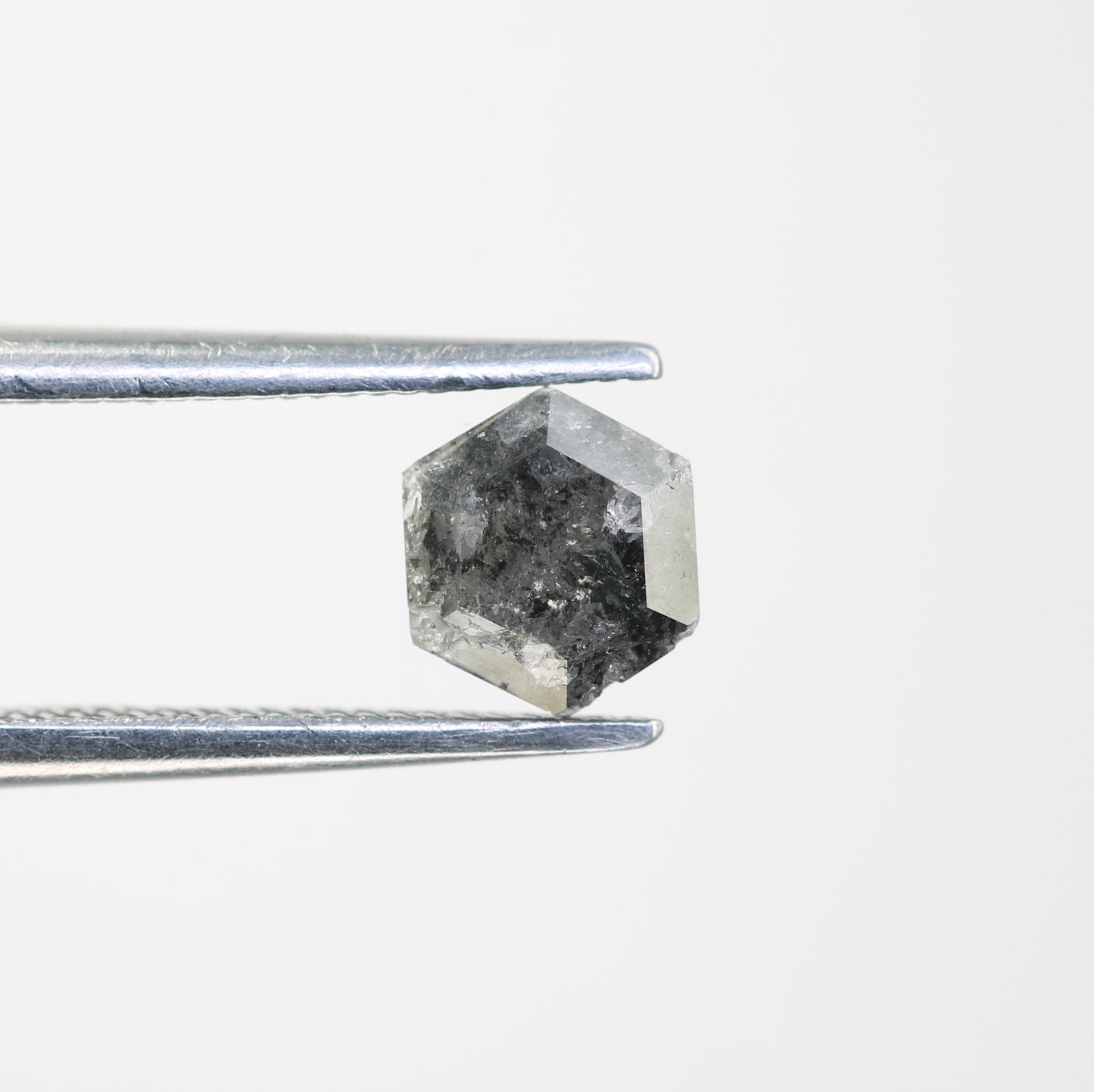 0.85 CT Salt And Pepper Hexagon Cut Natural Diamond For Engagement Ring - JayKrishna Diamond