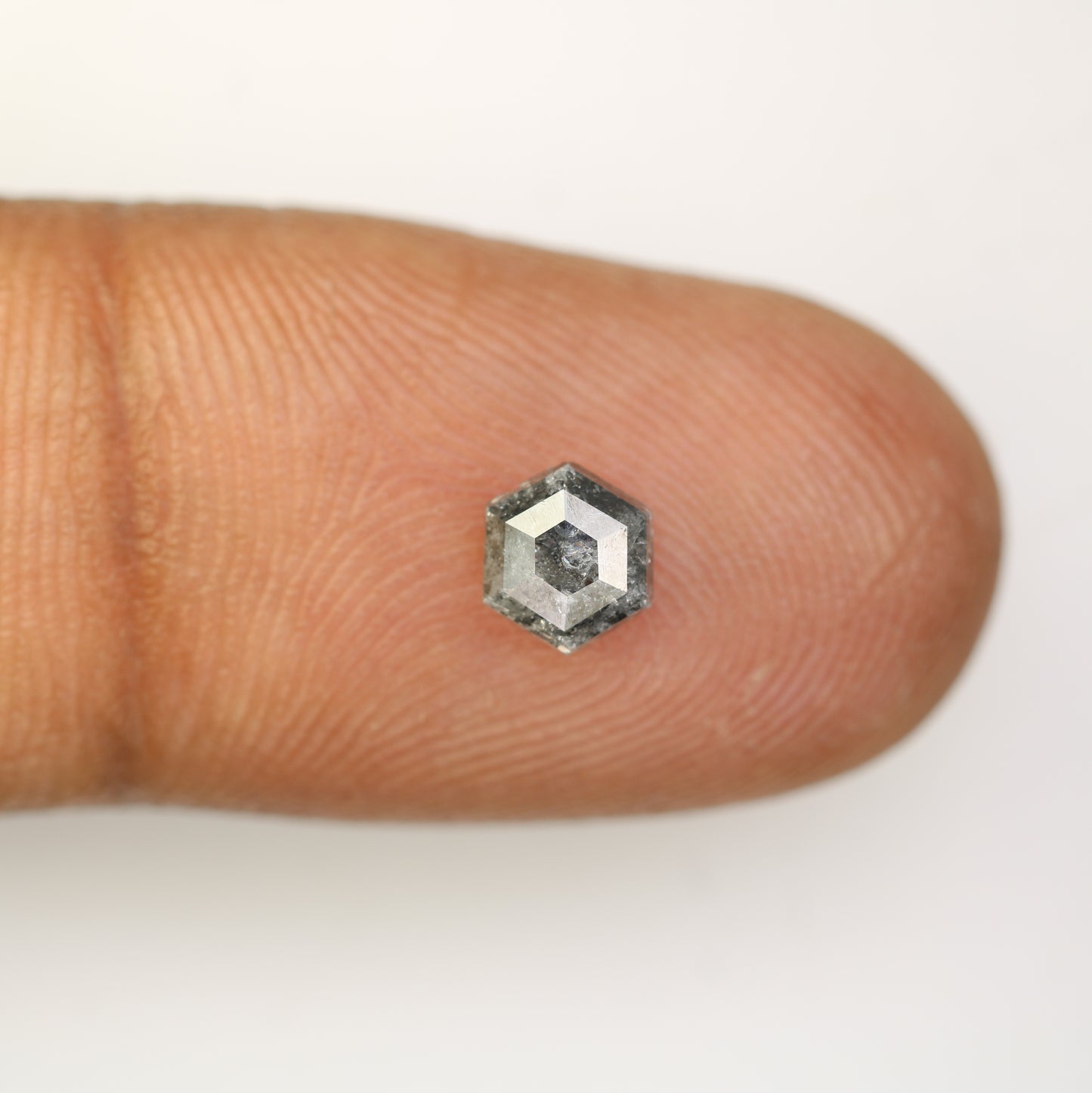 0.85 CT Salt And Pepper Hexagon Cut Natural Diamond For Engagement Ring - JayKrishna Diamond