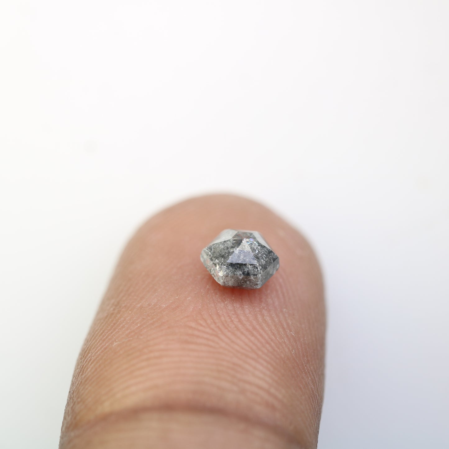 0.85 CT Salt And Pepper Hexagon Cut Natural Diamond For Engagement Ring - JayKrishna Diamond