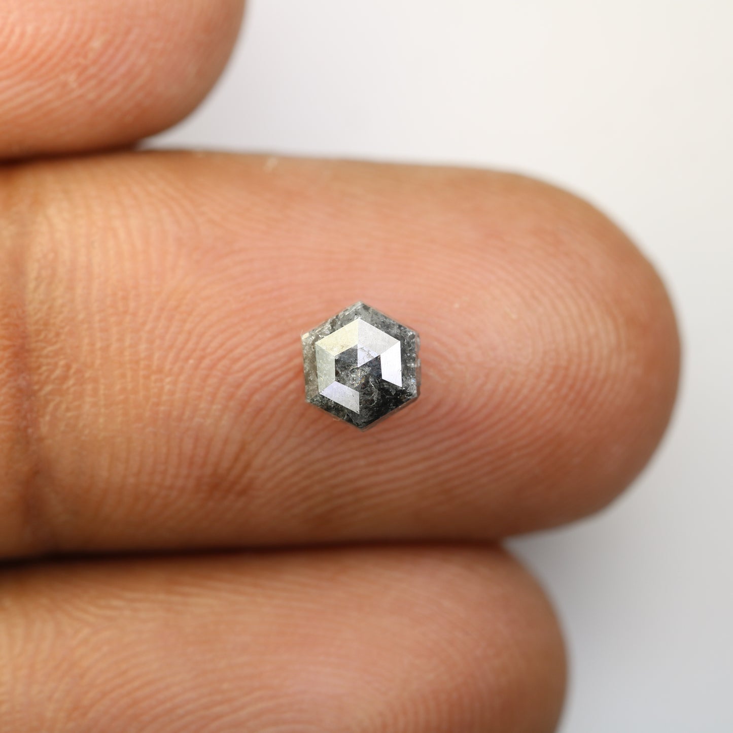 0.85 CT Salt And Pepper Hexagon Cut Natural Diamond For Engagement Ring - JayKrishna Diamond