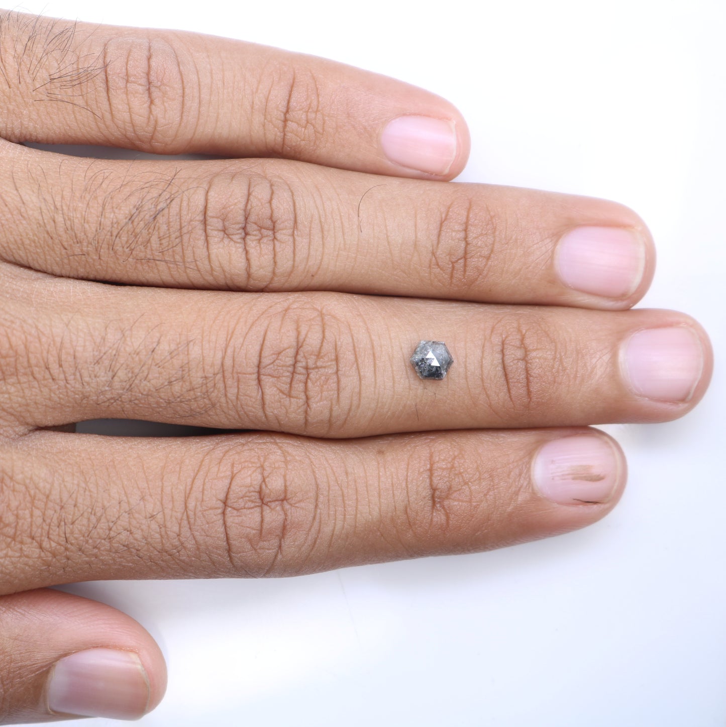 0.85 CT Salt And Pepper Hexagon Cut Natural Diamond For Engagement Ring - JayKrishna Diamond