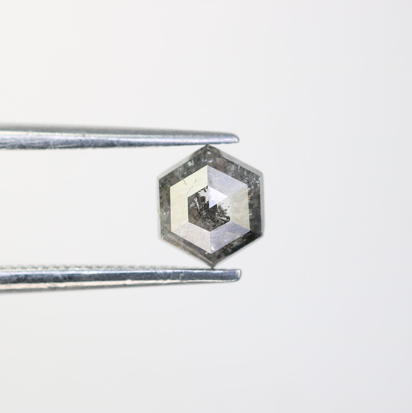 0.86 CT Salt And Pepper Elongated Hexagon Shape Natural Diamond For Engagement Ring - JayKrishna Diamond