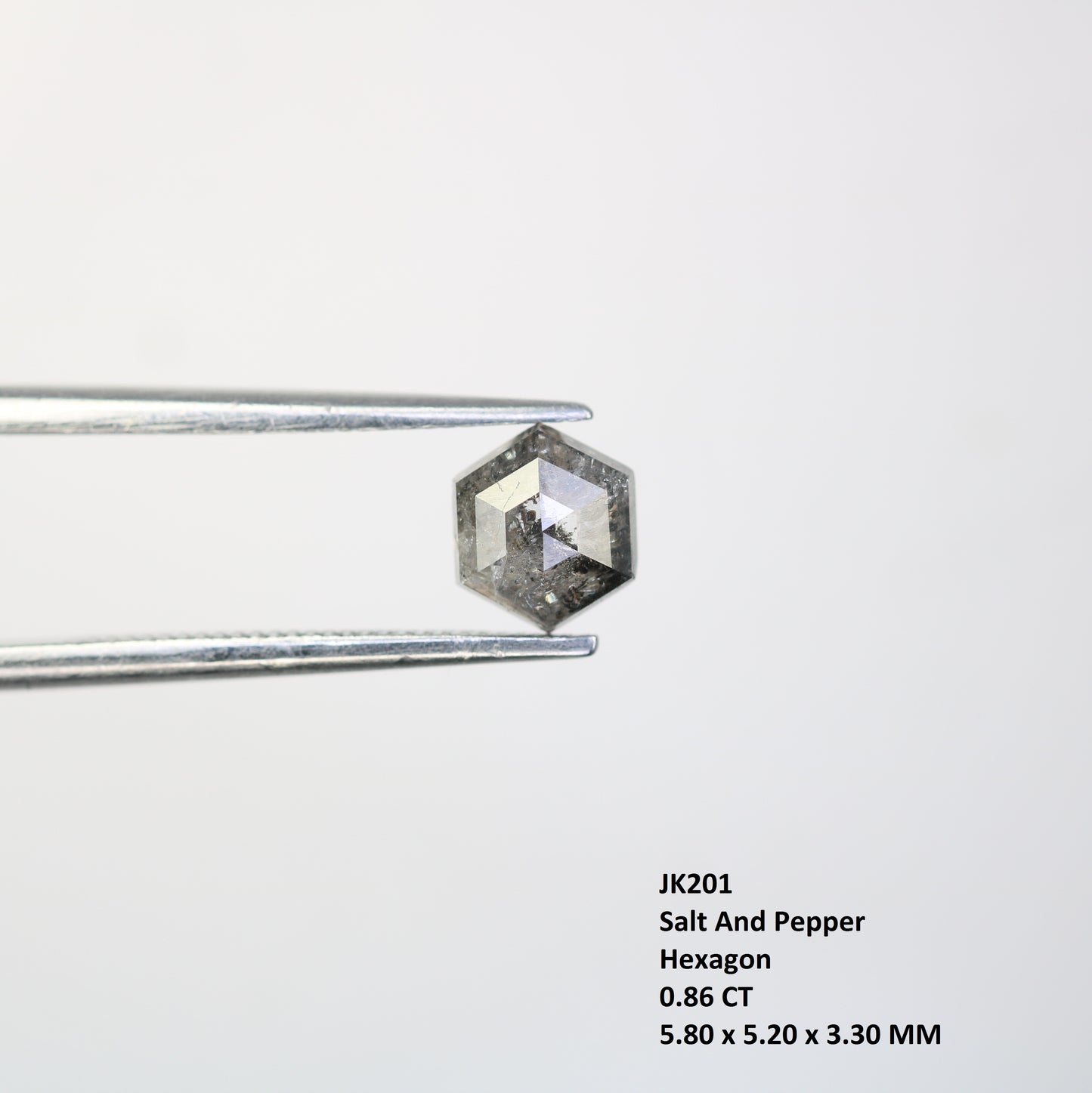 0.86 CT Salt And Pepper Elongated Hexagon Shape Natural Diamond For Engagement Ring - JayKrishna Diamond