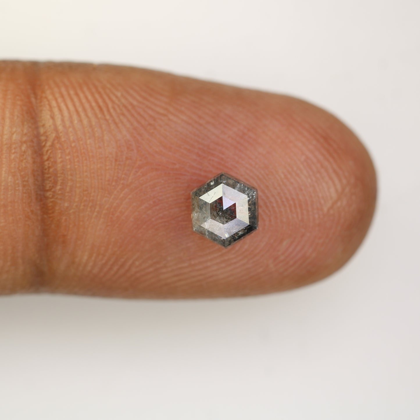 0.86 CT Salt And Pepper Elongated Hexagon Shape Natural Diamond For Engagement Ring - JayKrishna Diamond