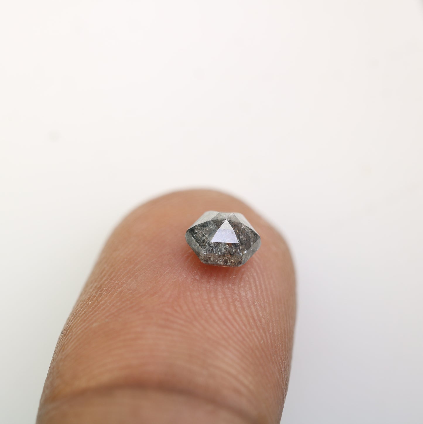 0.86 CT Salt And Pepper Elongated Hexagon Shape Natural Diamond For Engagement Ring - JayKrishna Diamond