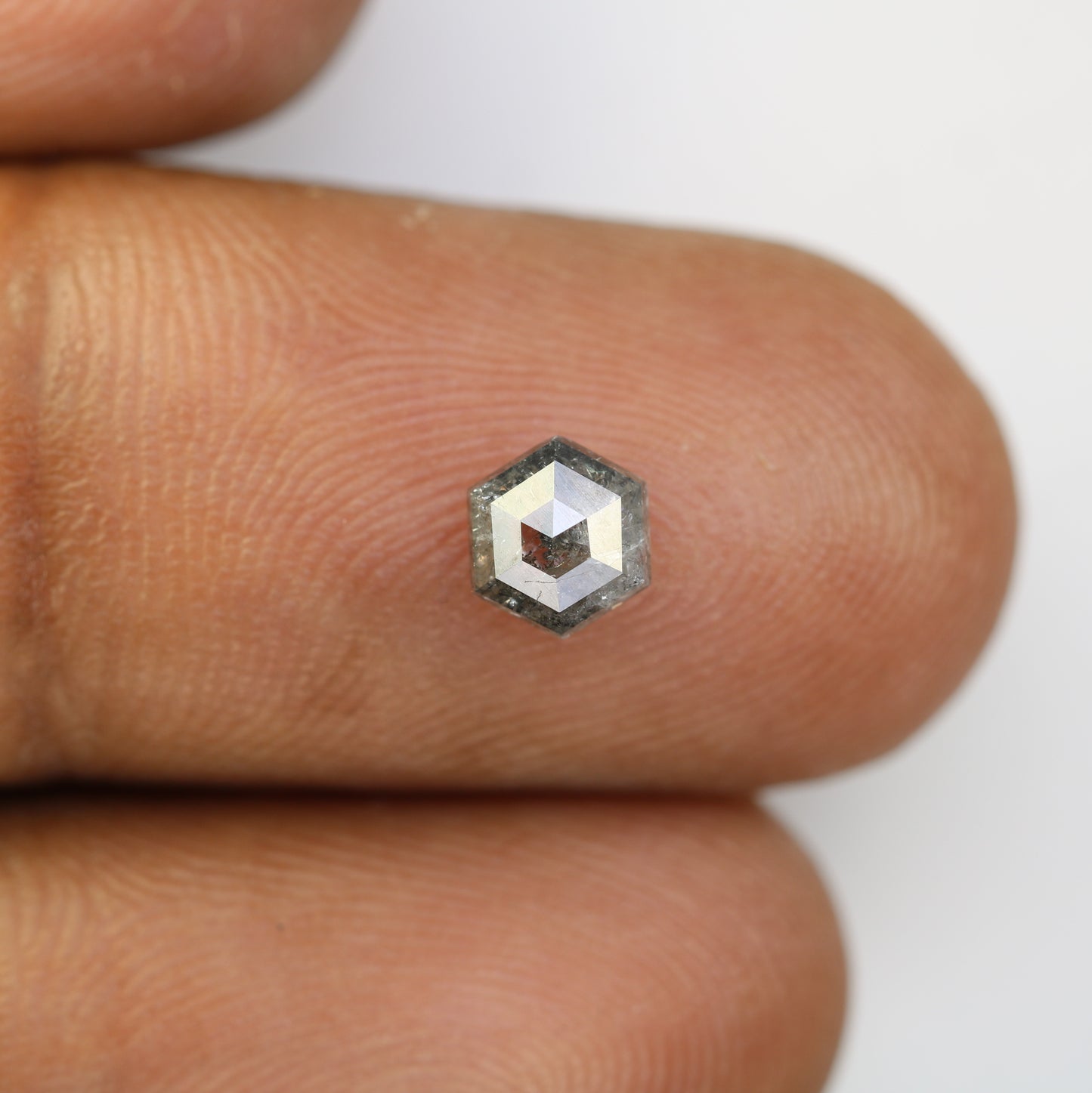 0.86 CT Salt And Pepper Elongated Hexagon Shape Natural Diamond For Engagement Ring - JayKrishna Diamond
