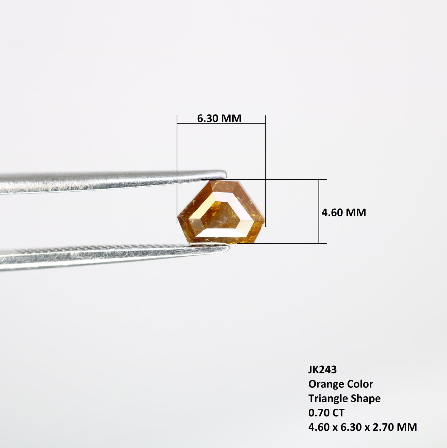 0.70 CT Triangle Shape 4.60 MM Orange Fancy Natural Diamond For Wedding Ring - JayKrishna Diamond