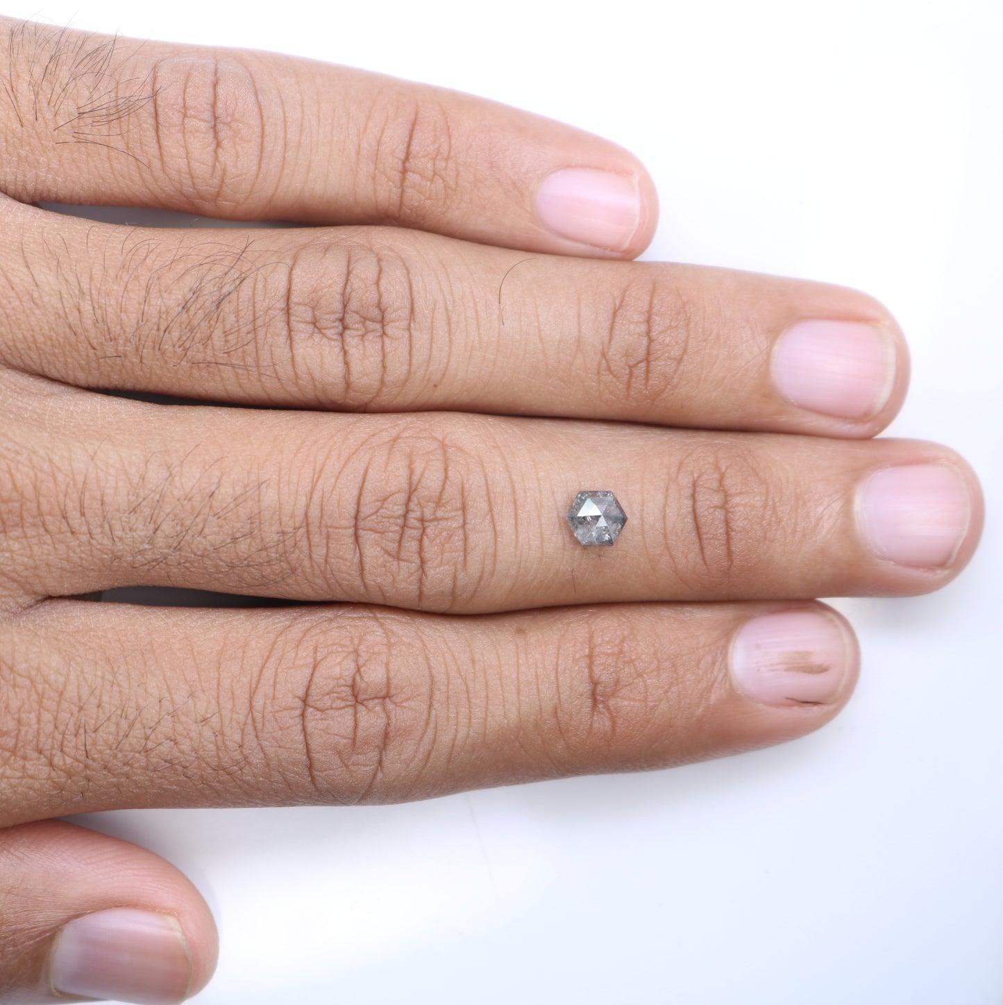 0.86 CT Salt And Pepper Elongated Hexagon Shape Natural Diamond For Engagement Ring - JayKrishna Diamond