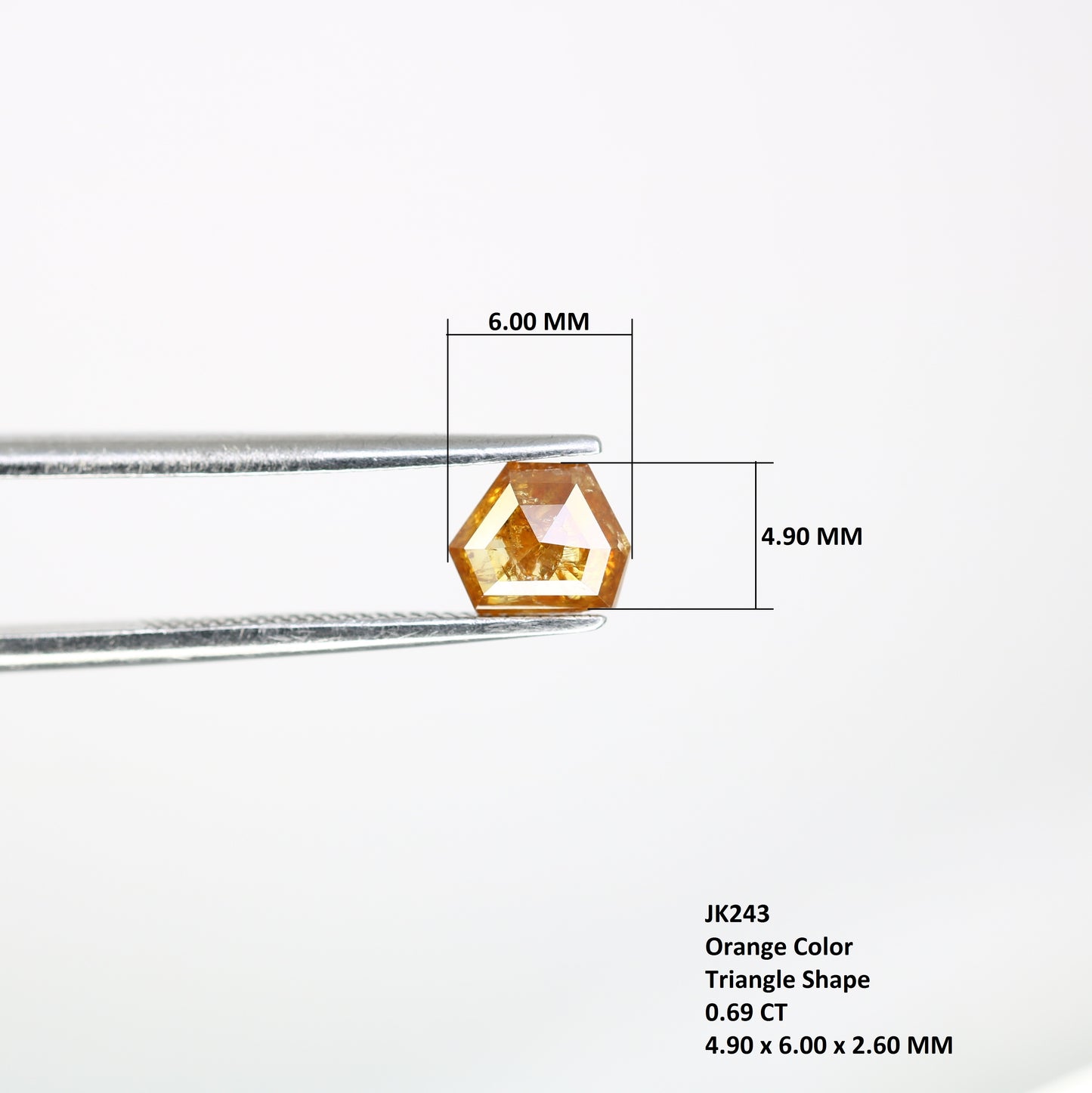 0.69 Carat 4.90 MM Orange Fancy Triangle Shape Natural Diamond For Wedding Ring - JayKrishna Diamond
