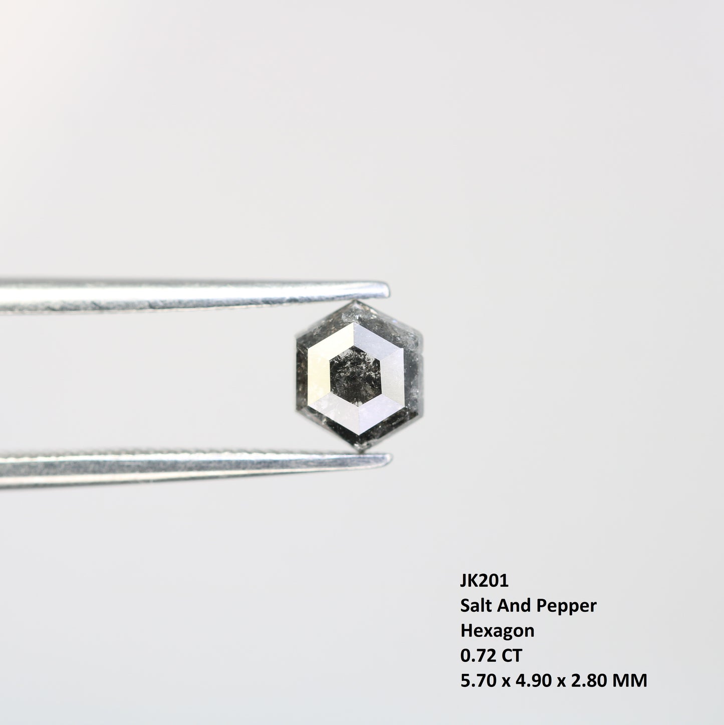 0.72 CT Elongated Hexagon Shape Salt And Pepper Natural Diamond For Engagement Ring - JayKrishna Diamond