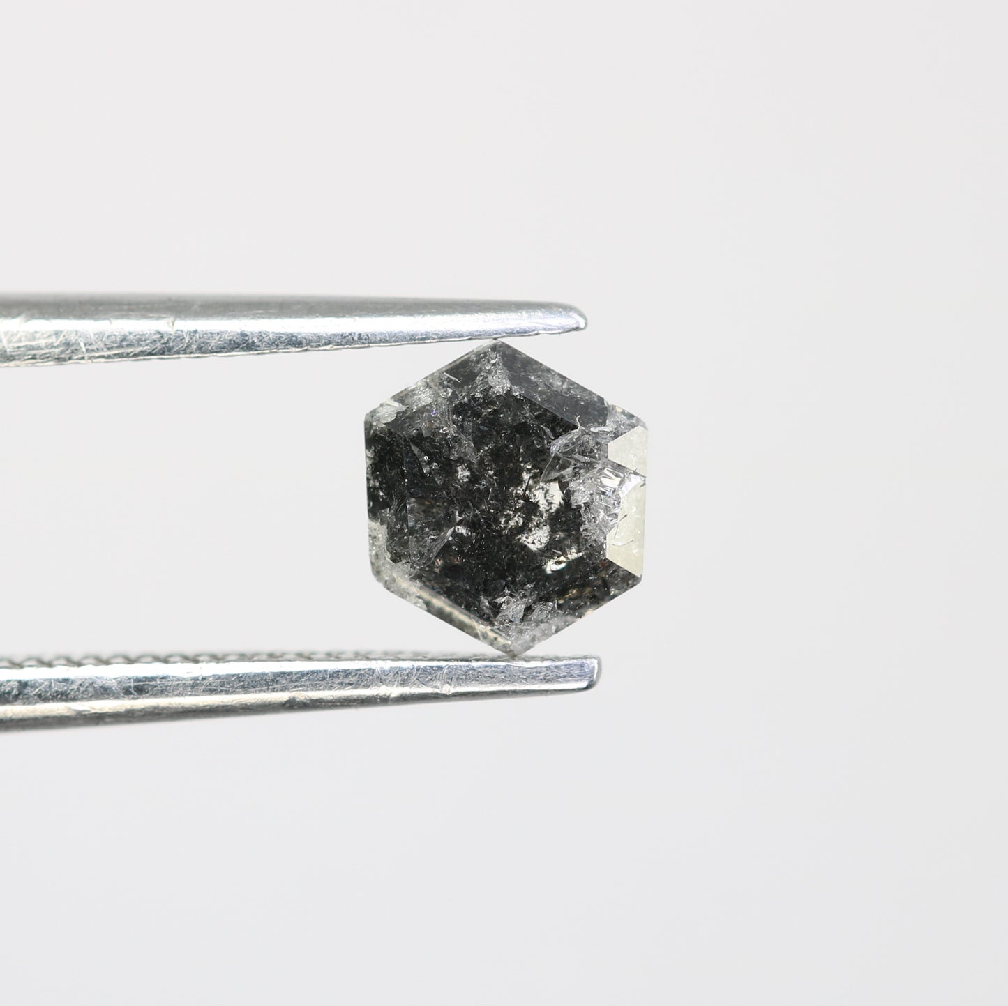 0.72 CT Elongated Hexagon Shape Salt And Pepper Natural Diamond For Engagement Ring - JayKrishna Diamond