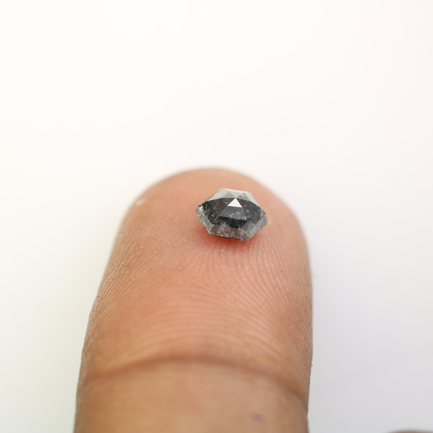 0.72 CT Elongated Hexagon Shape Salt And Pepper Natural Diamond For Engagement Ring - JayKrishna Diamond