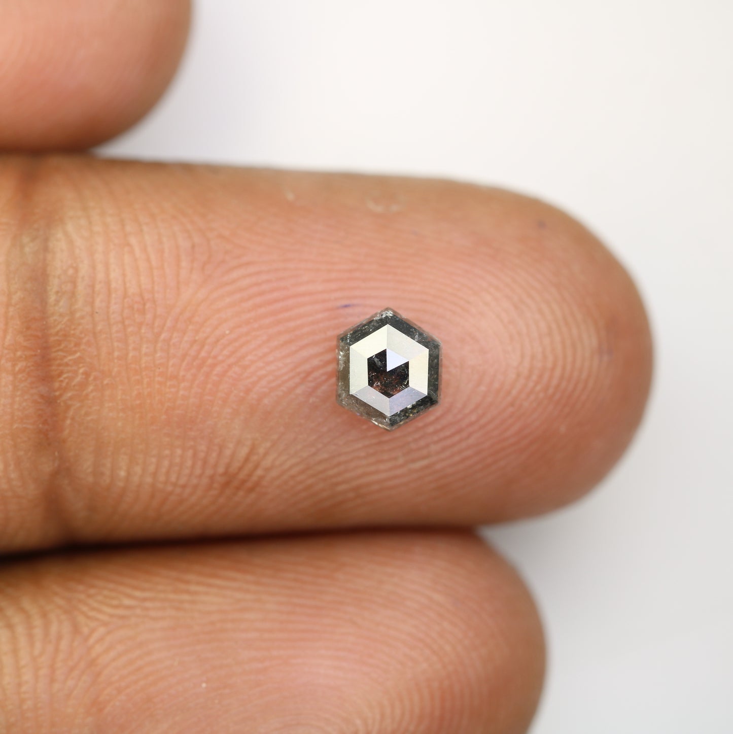 0.72 CT Elongated Hexagon Shape Salt And Pepper Natural Diamond For Engagement Ring - JayKrishna Diamond