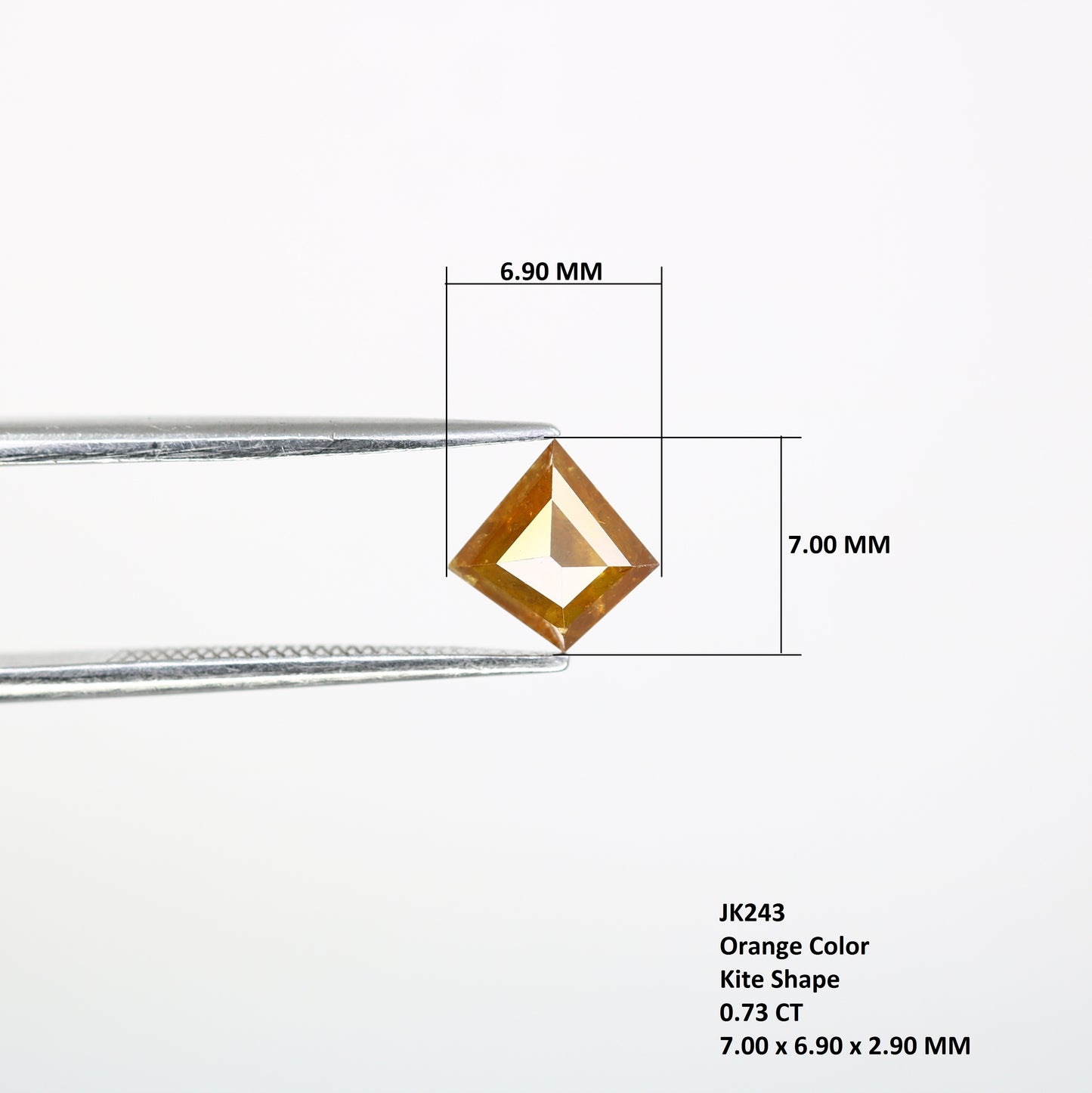 0.73 Carat Orange Color Natural Loose Kite Shaped 7.00 MM Diamond For Wedding Ring - JayKrishna Diamond