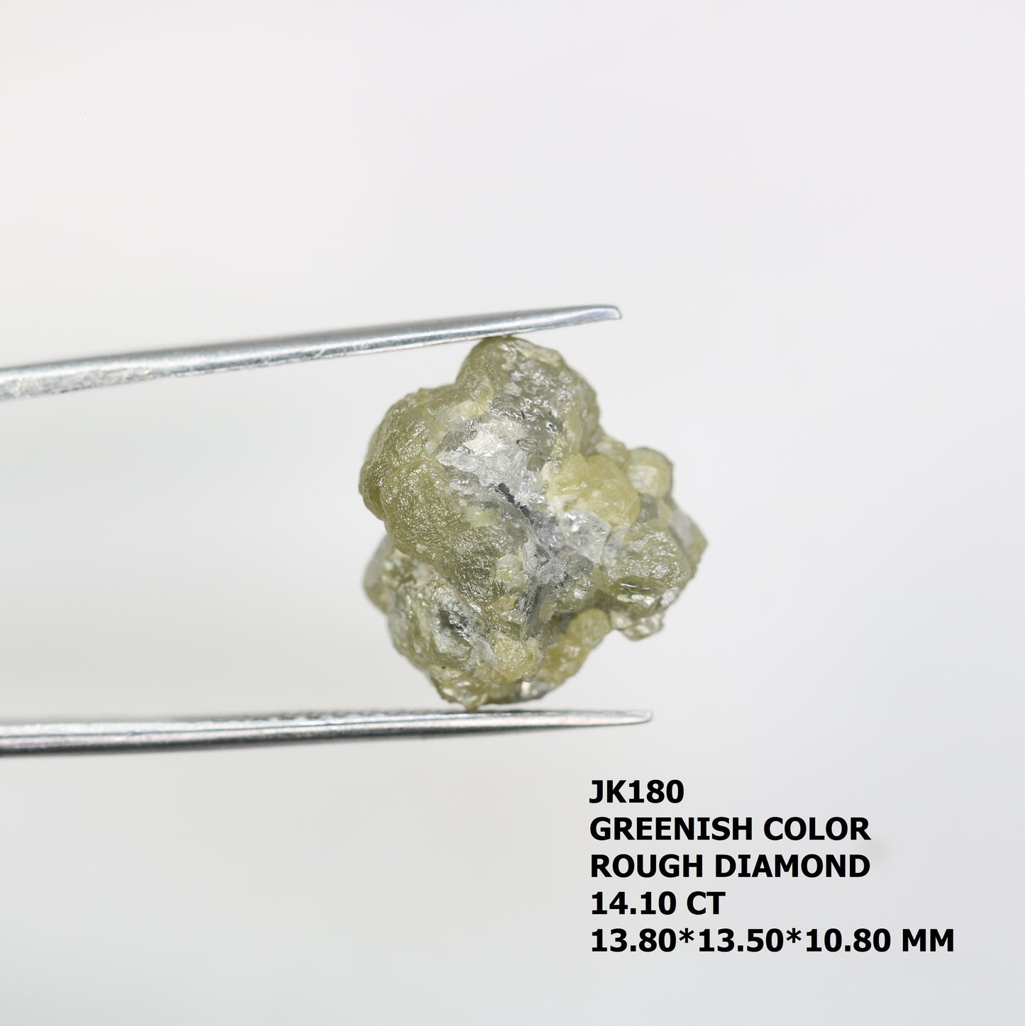 14.10 CT Uncut Raw Greenish Rough Diamond For Engagement Ring - JayKrishna Diamond