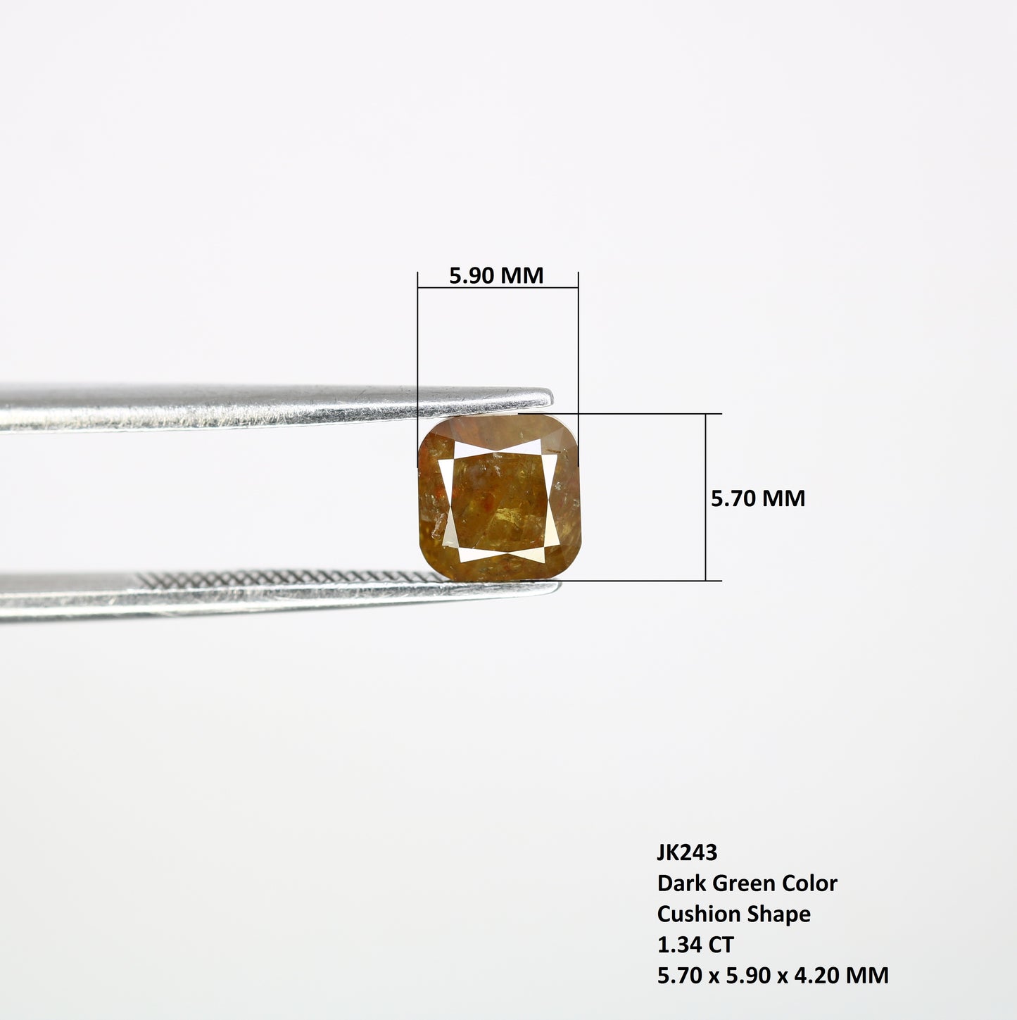 1.34 CT Fancy Dark Green Cushion Shape 5.70 MM Diamond For Fancy Designer Jewelry - JayKrishna Diamond