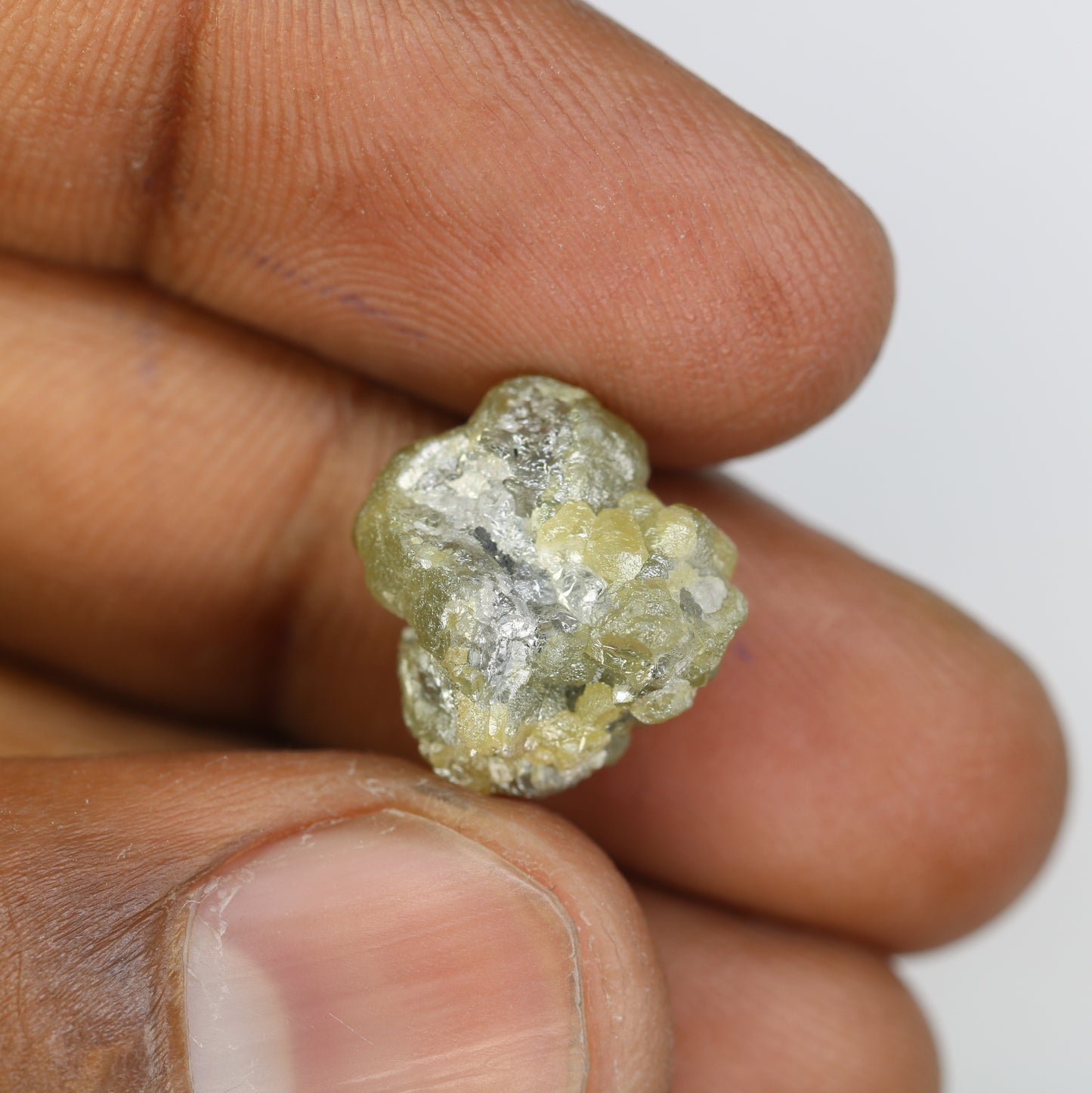 14.10 CT Uncut Raw Greenish Rough Diamond For Engagement Ring - JayKrishna Diamond