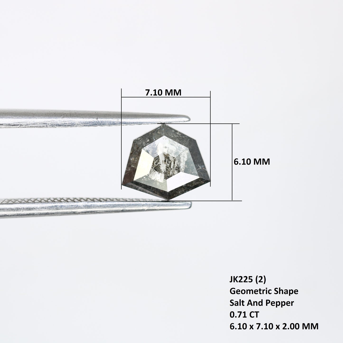 0.71 CT Loose Natural Salt And Pepper Geometric Shaped Diamond For Wedding Ring - JayKrishna Diamond