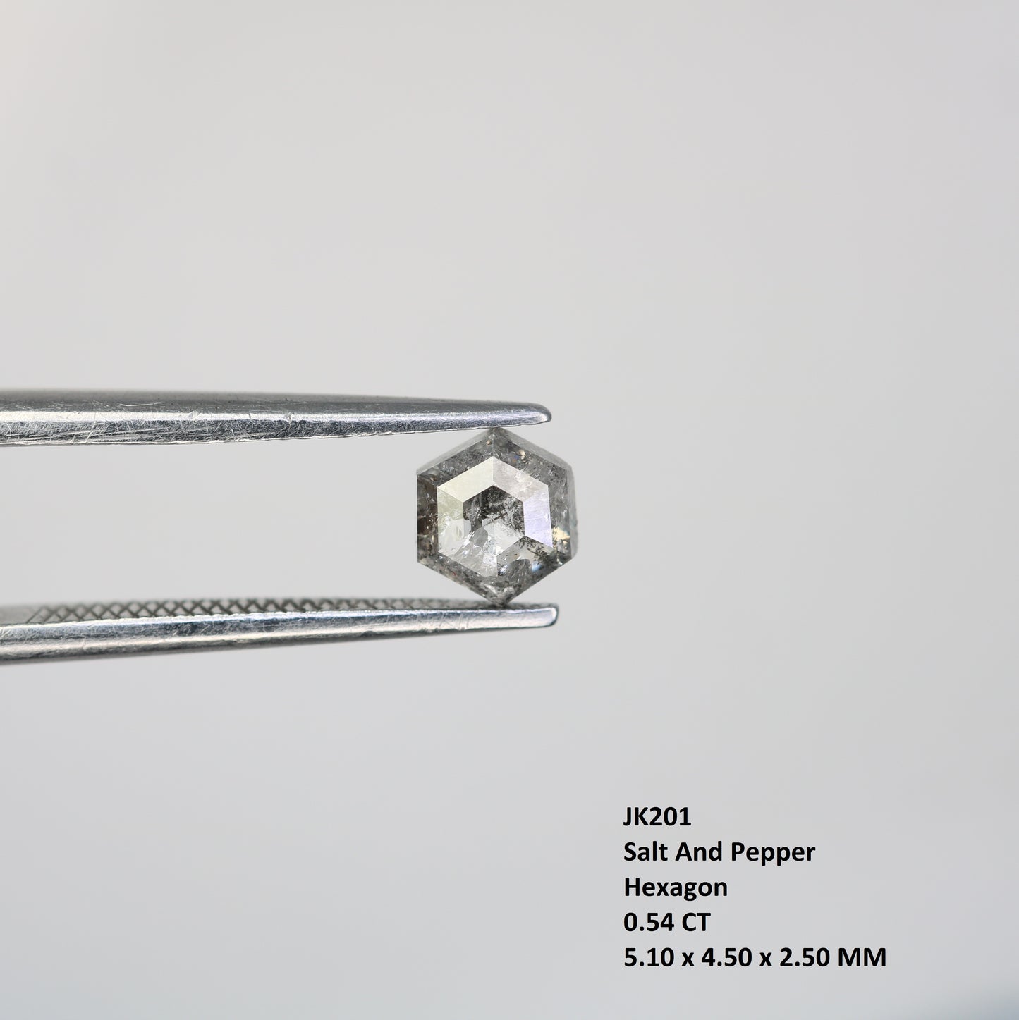 0.54 CT Salt And Pepper Loose Elongated Hexagon Shape Diamond For Engagement Ring - JayKrishna Diamond