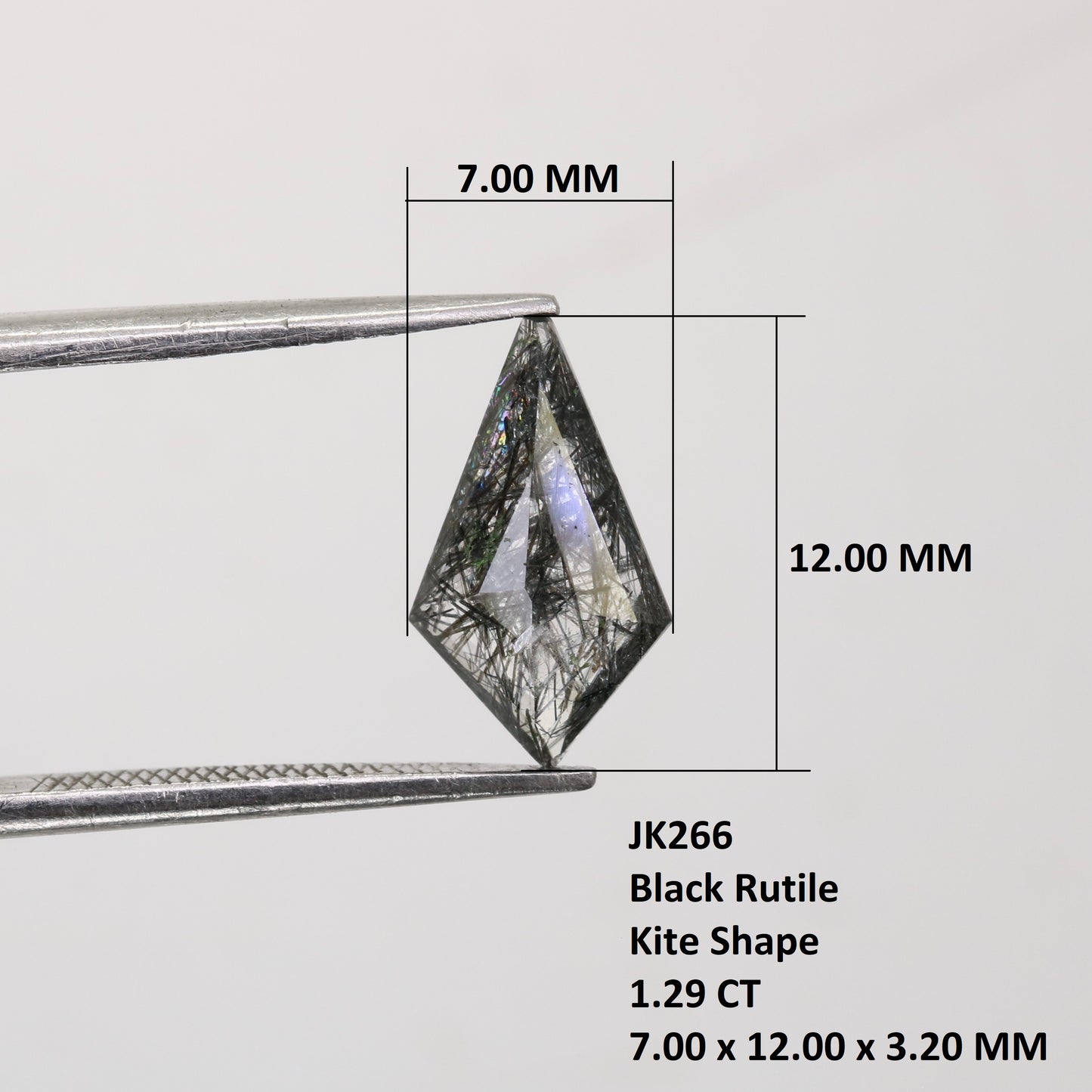 1.29 CT Black Rutile Polished Kite Shape 7.00 MM Natural Gemstone For Wedding Ring - JayKrishna Diamond