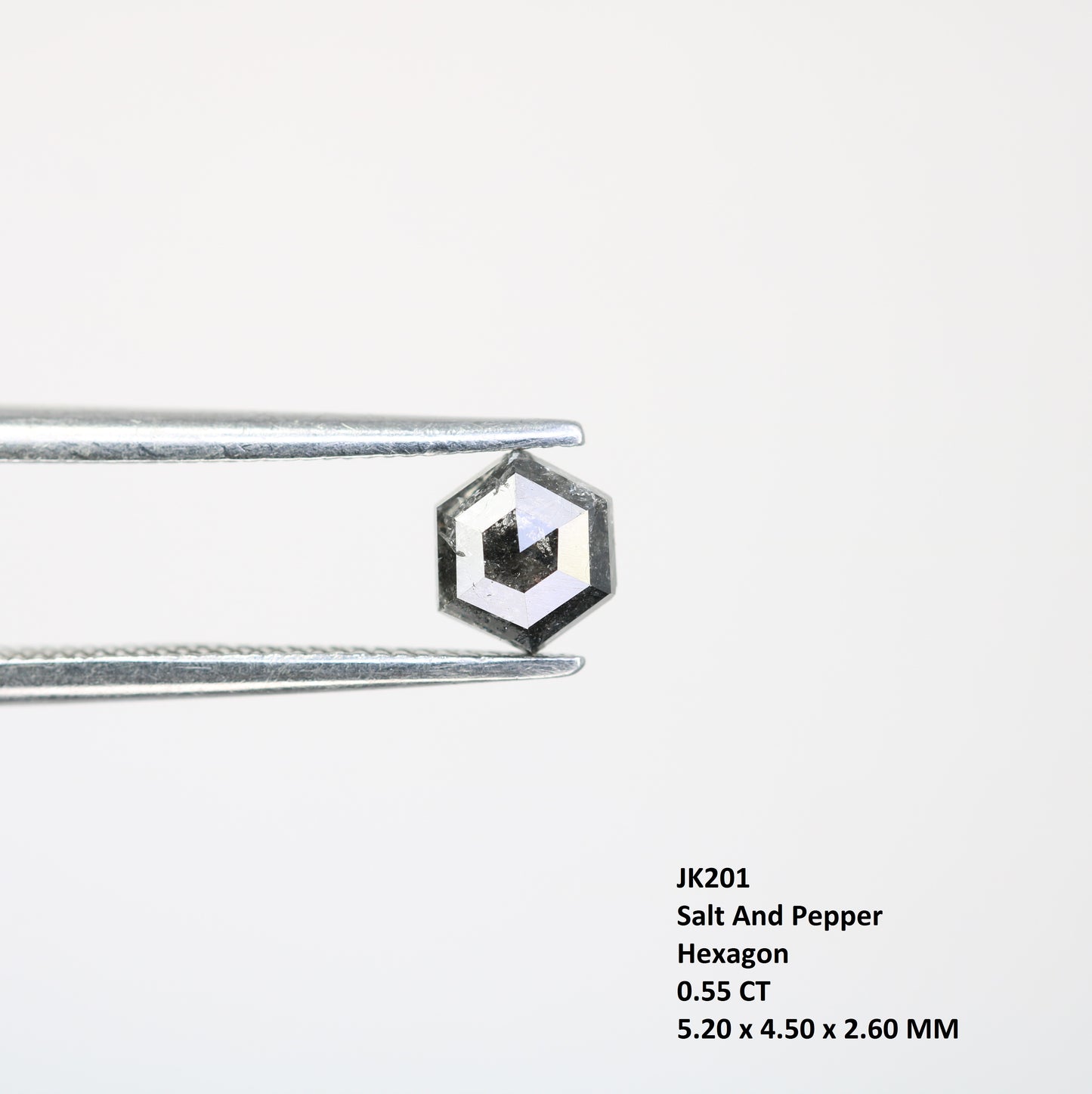 0.55 CT Unique Hexagon Salt and Pepper Diamond – Ideal Loose Stone for Custom Bridal Jewelry - JayKrishna Diamond