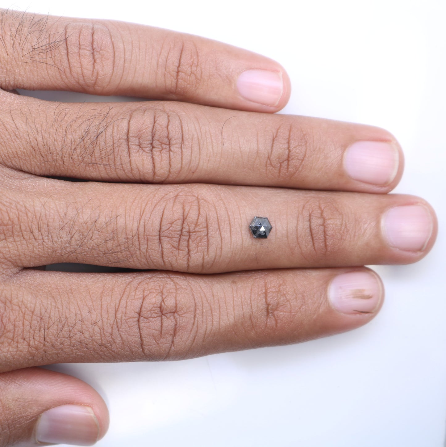 0.55 CT Unique Hexagon Salt and Pepper Diamond – Ideal Loose Stone for Custom Bridal Jewelry - JayKrishna Diamond