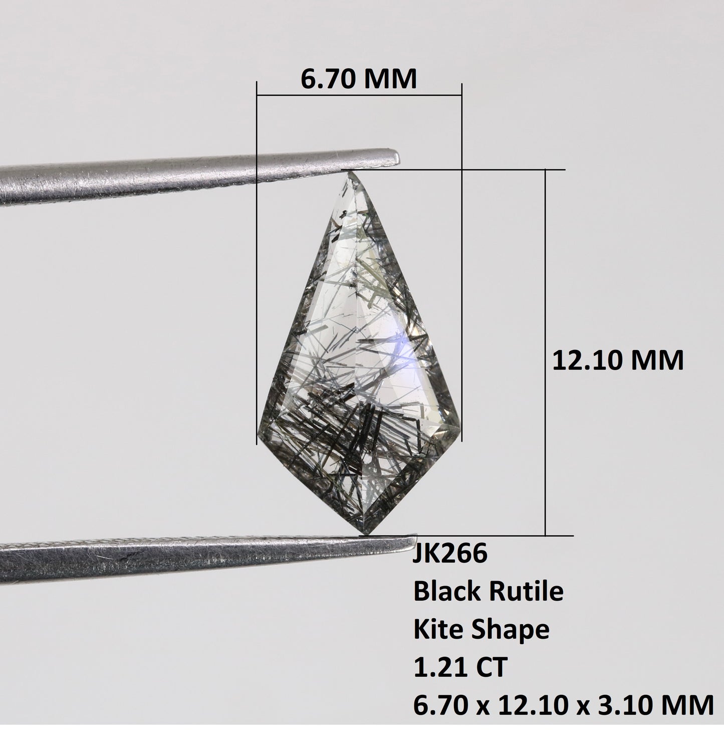 1.21 CT 6.70 MM Black Rutile Kite Shape Loose Gemstone For Wedding Ring - JayKrishna Diamond