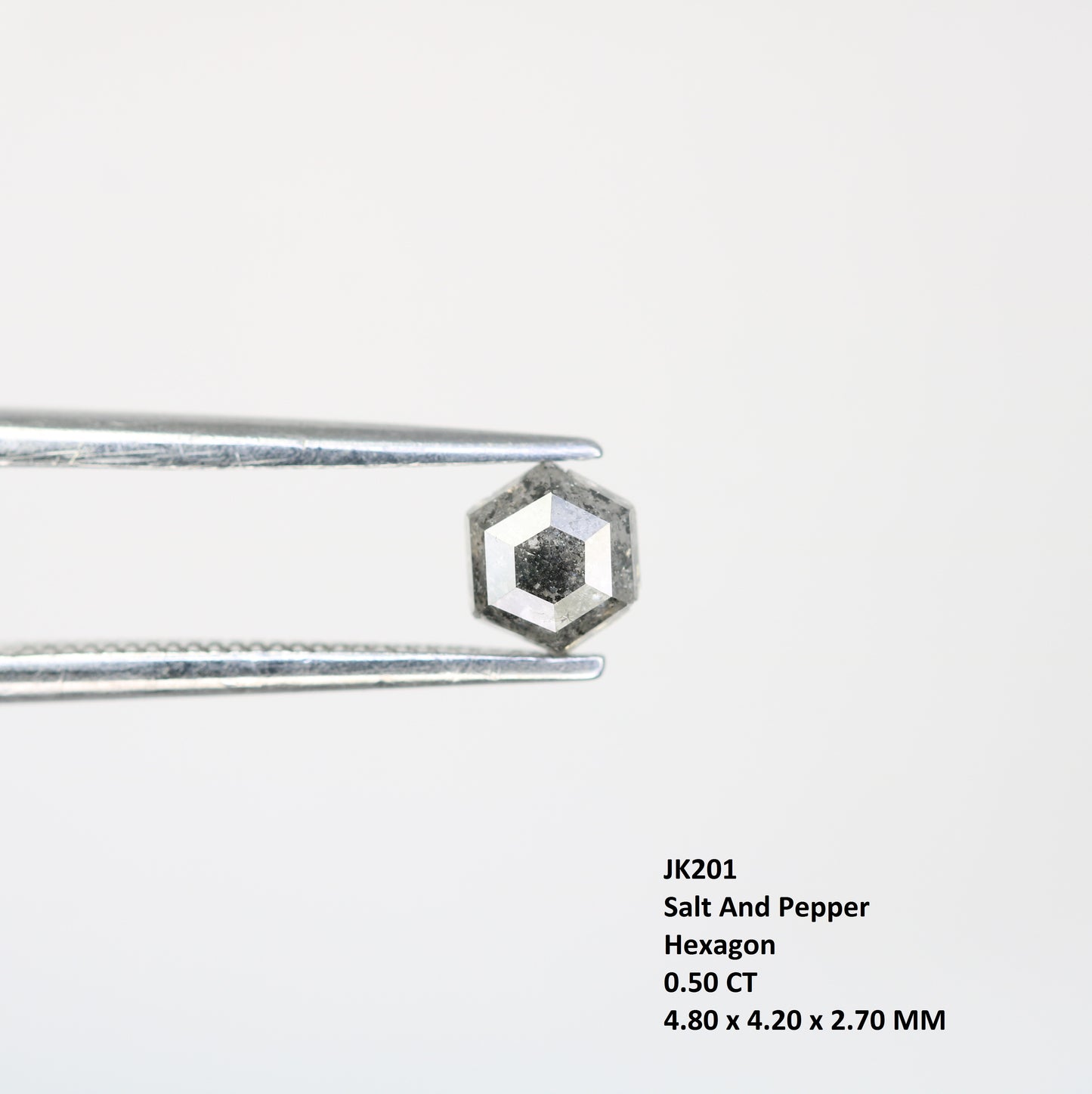 0.50 CT Elongated Hexagon Shape Salt And Pepper Diamond For Engagement Ring - JayKrishna Diamond