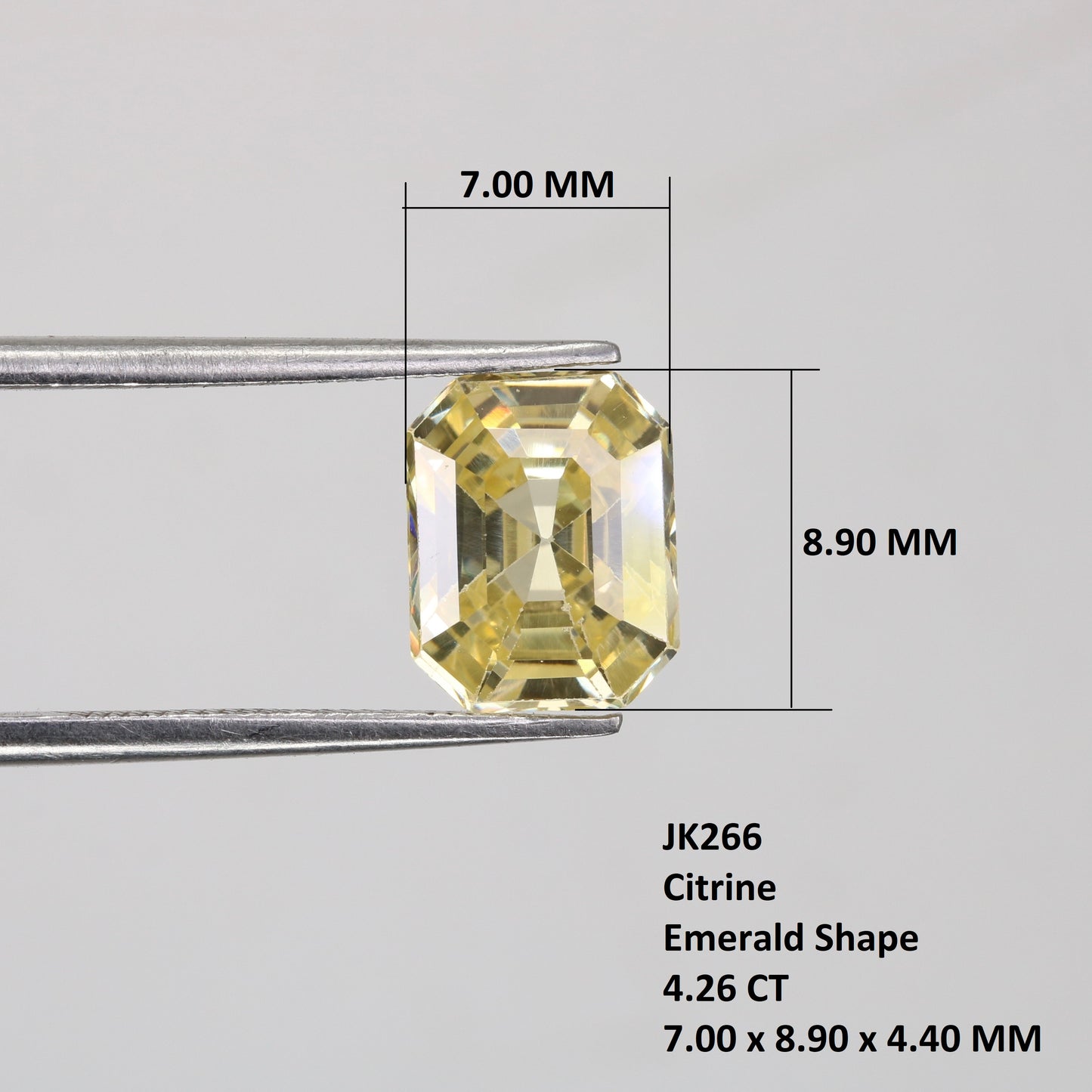 4.26 CT 7.00 MM Emerald Shape Yellow Citrine Loose Gemstone For Wedding Ring - JayKrishna Diamond