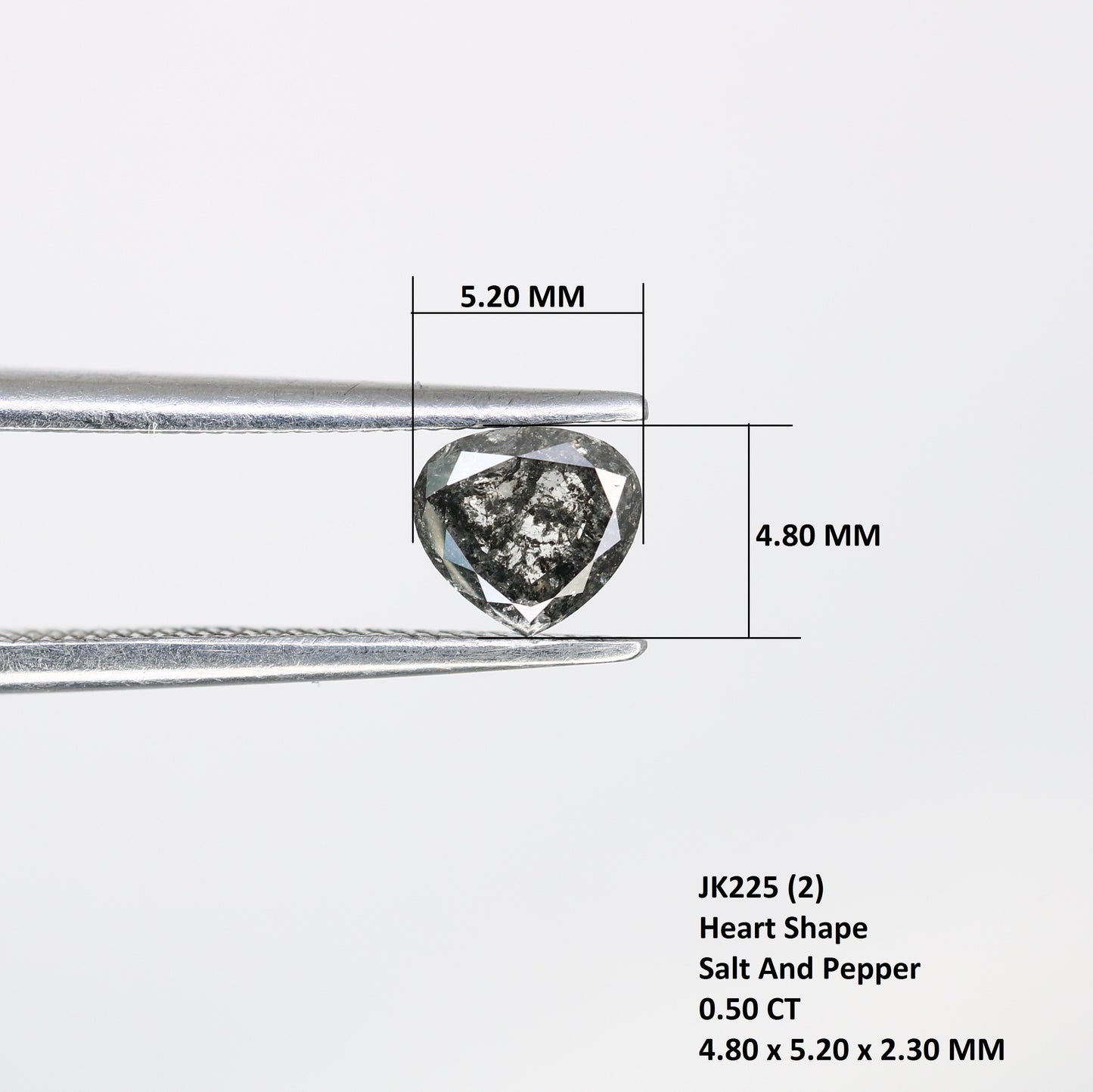 0.50 Carat Heart Shape Loose Salt And Pepper Diamond For Wedding Ring - JayKrishna Diamond